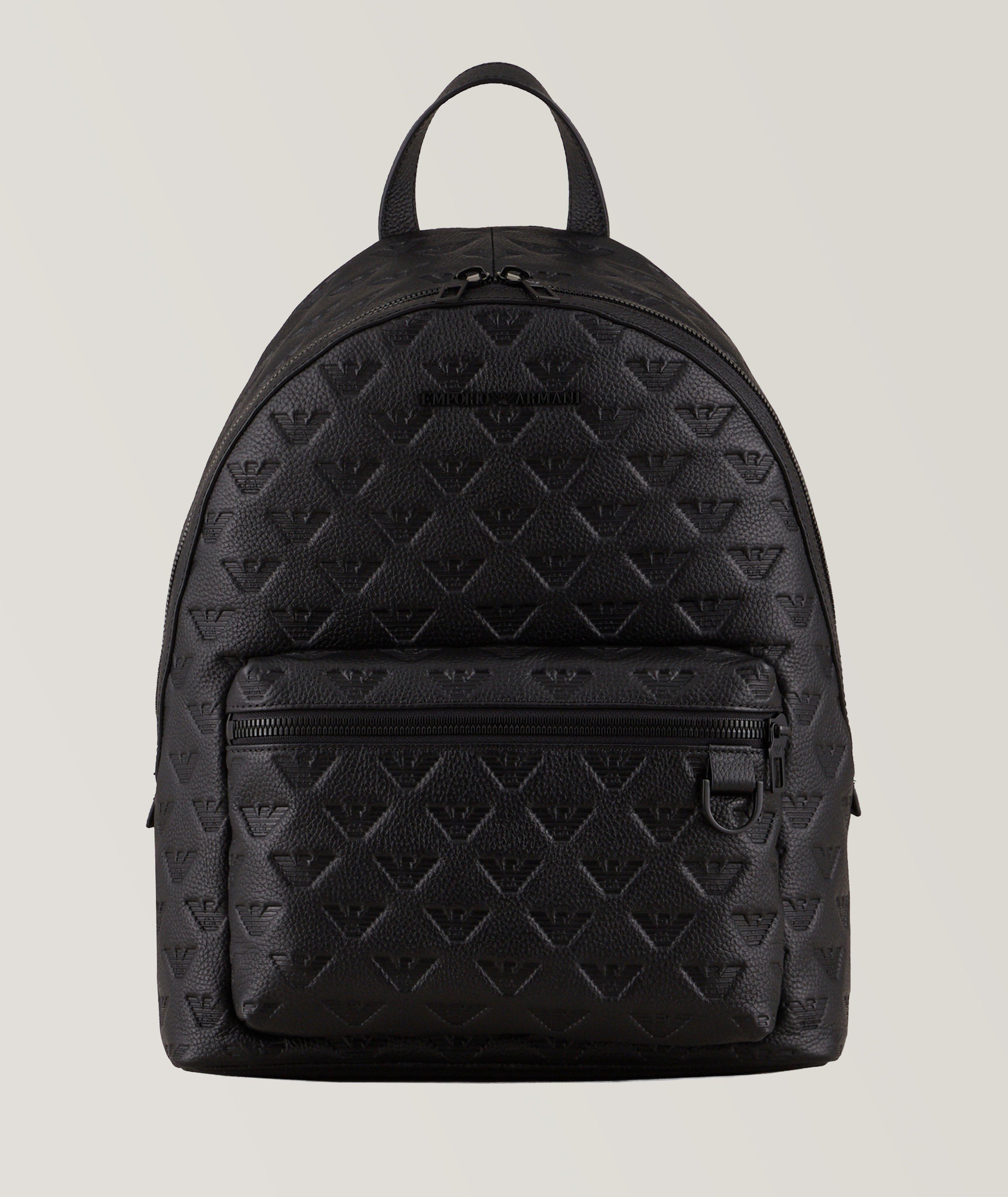 Armani leather best sale backpack mens