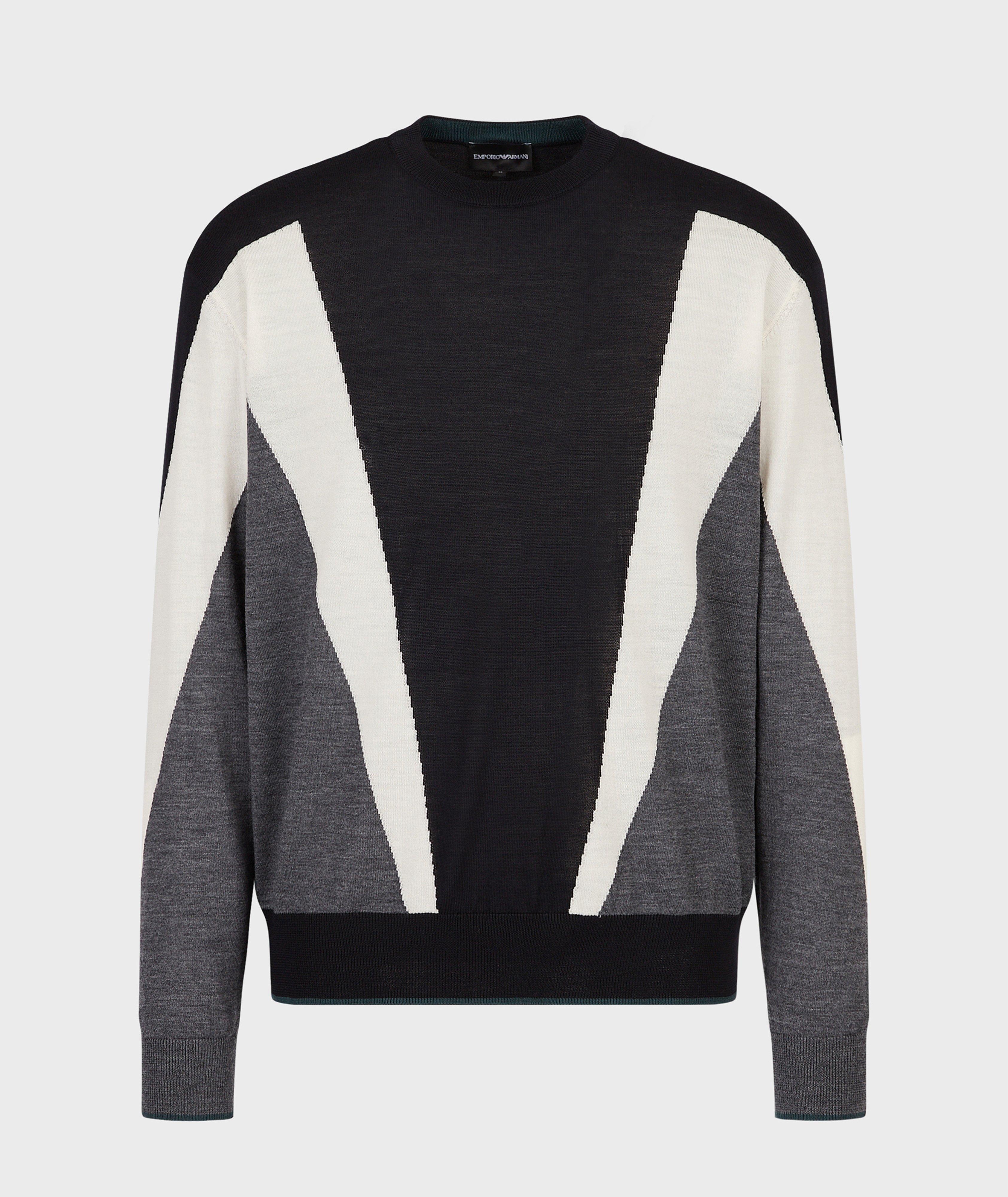 Virgin Wool Colorblocking Intarsia Knit Jumper image 0