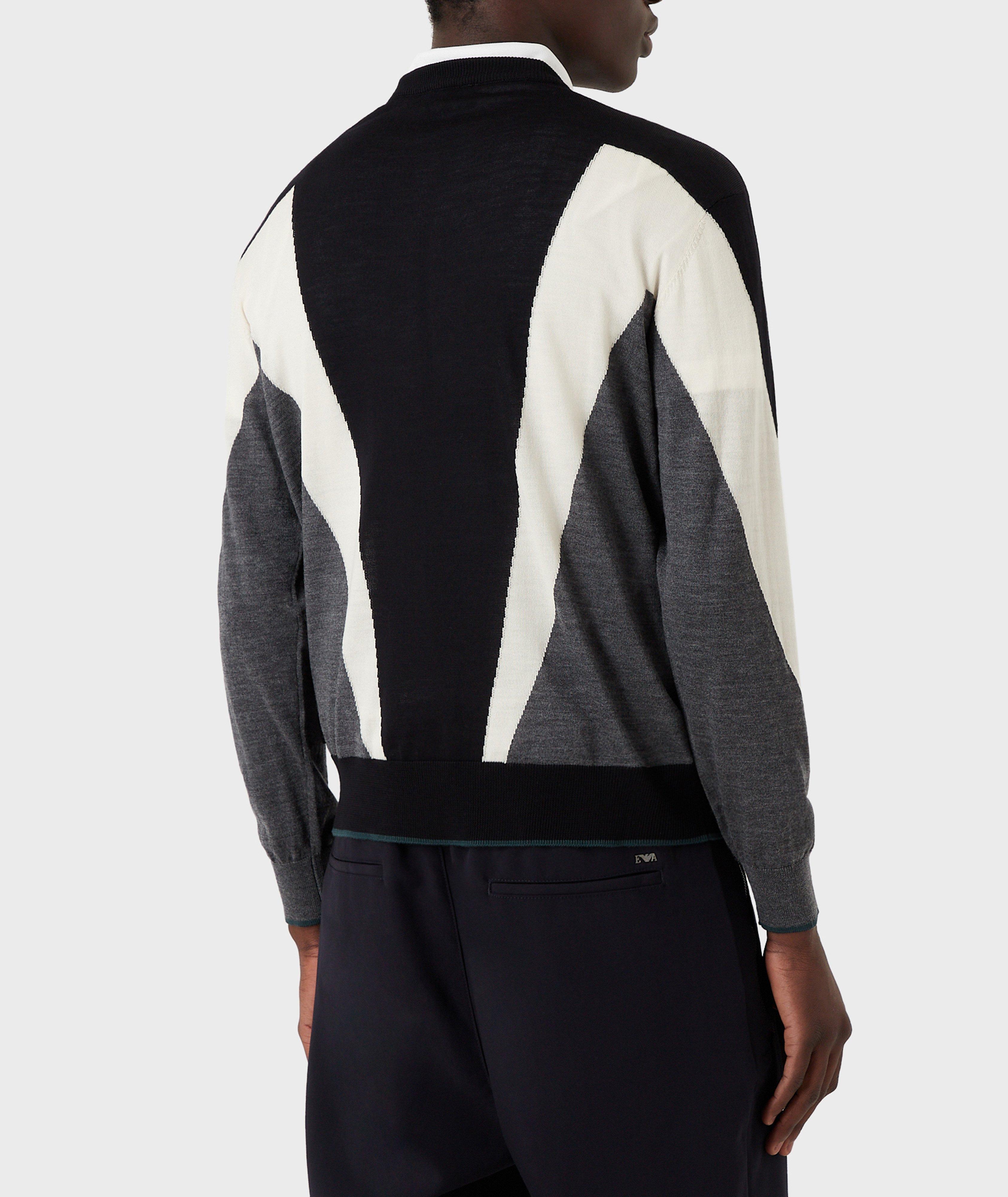 Virgin Wool Colorblocking Intarsia Knit Jumper image 2