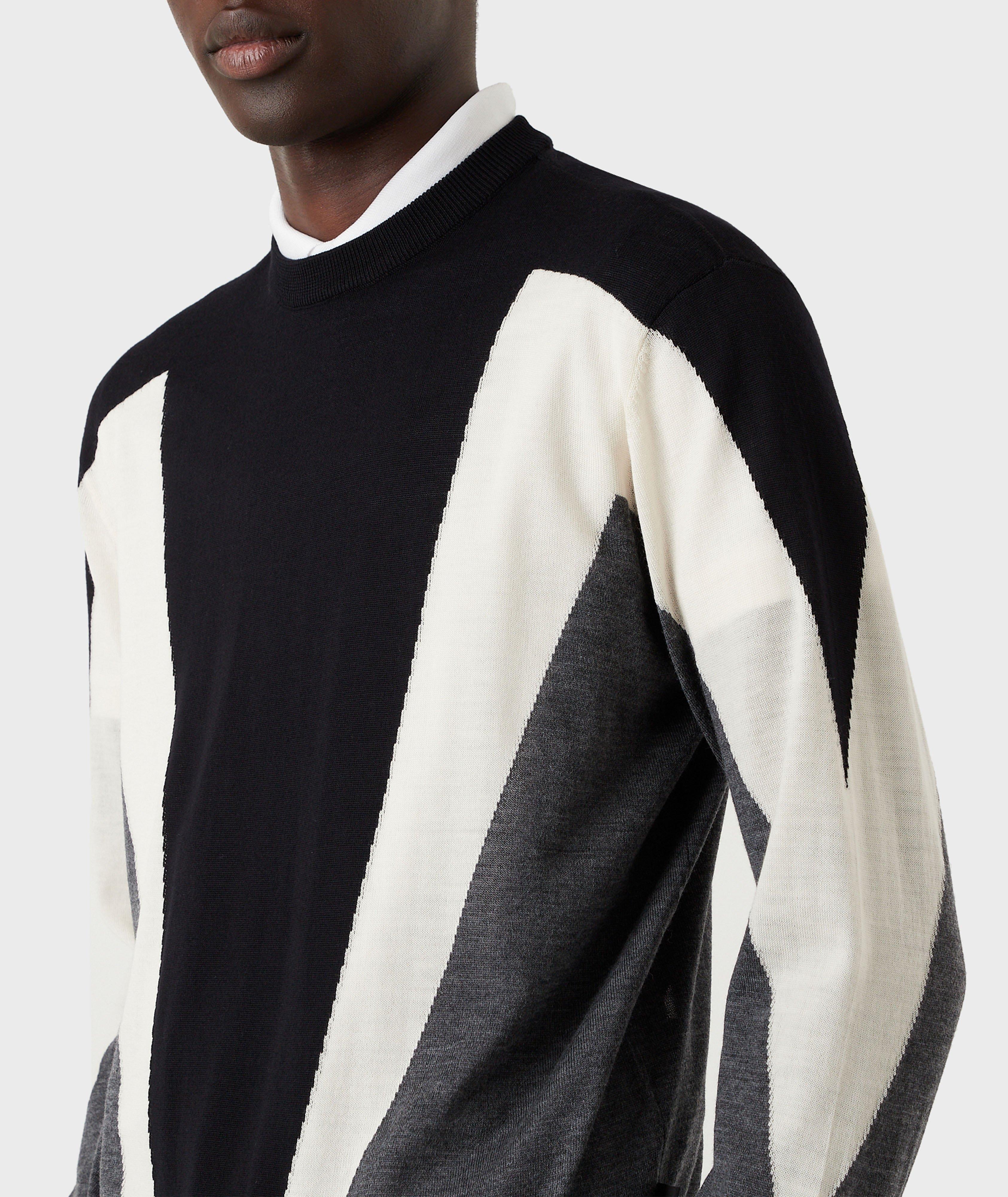 Virgin Wool Colorblocking Intarsia Knit Jumper image 3