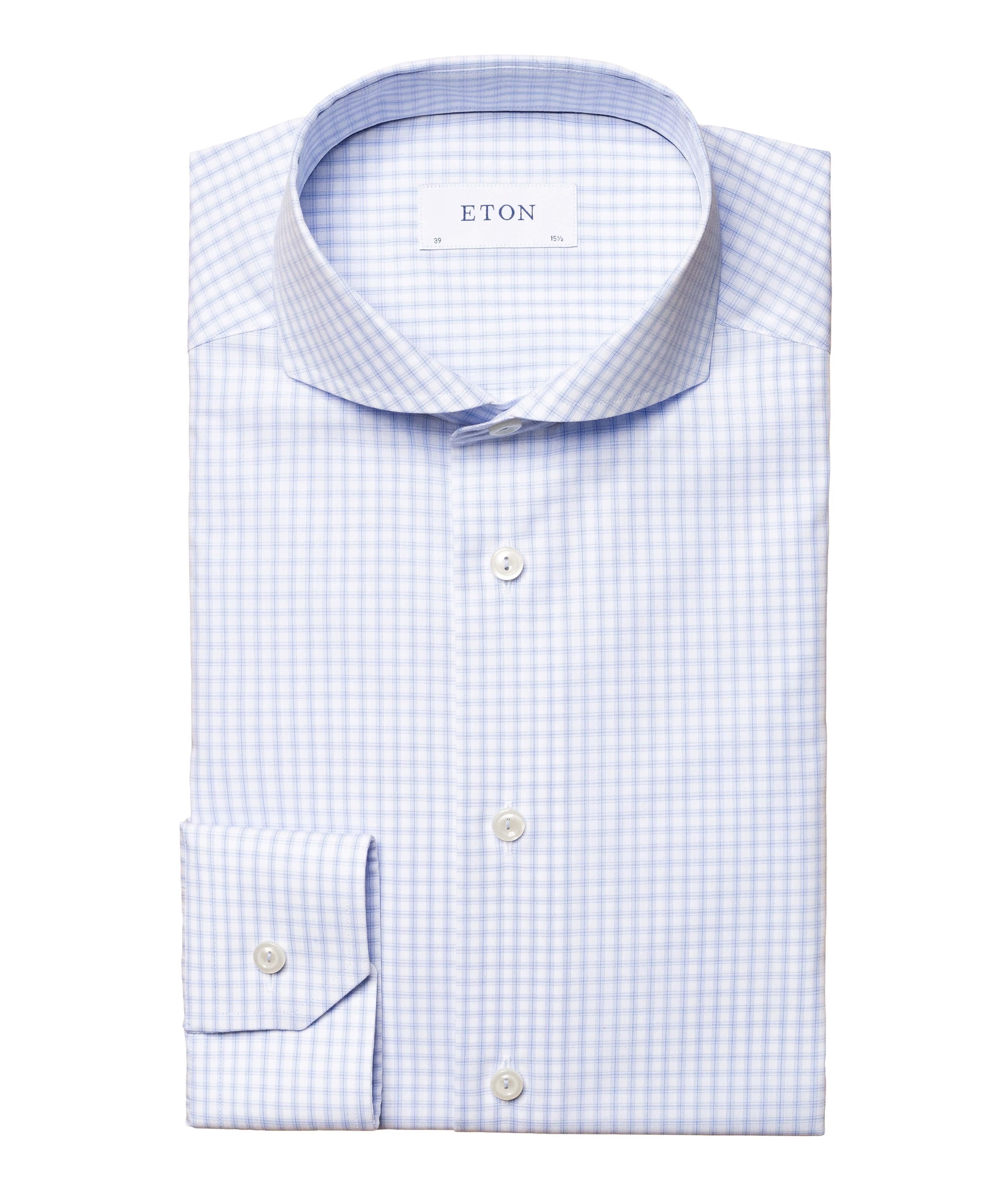 Chemise habillée en coton à motif quadrillé de coupe amincie image 0