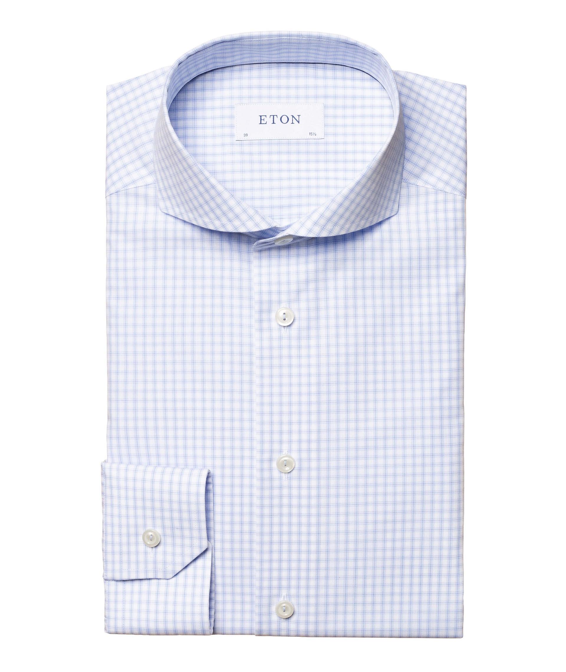 Slim Fit Checked Cotton Poplin Dress Shirt image 0