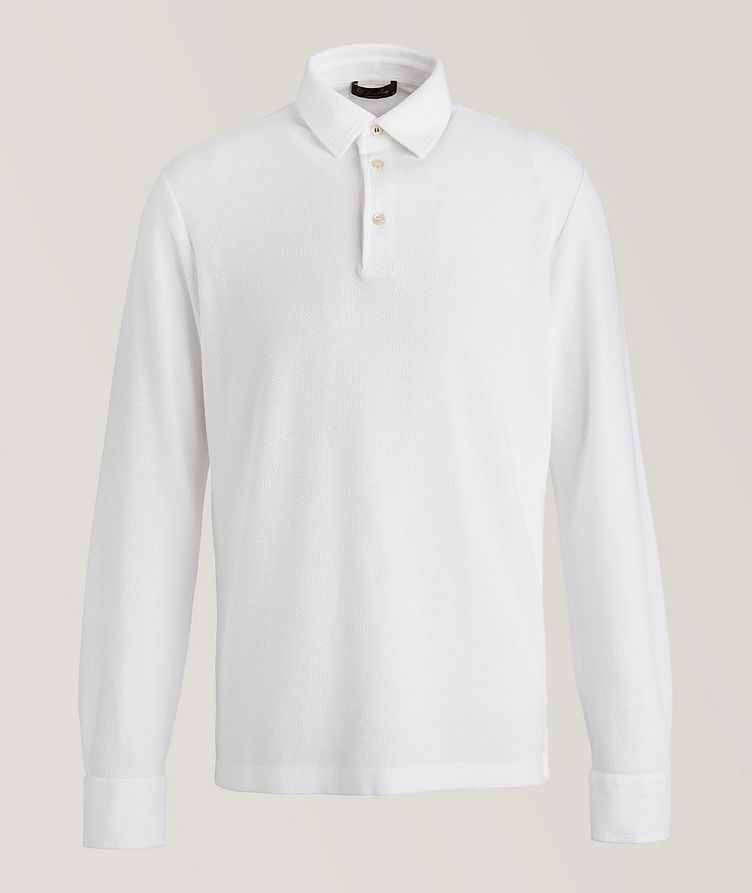 Long-Sleeve Piqué Cotton Polo image 0