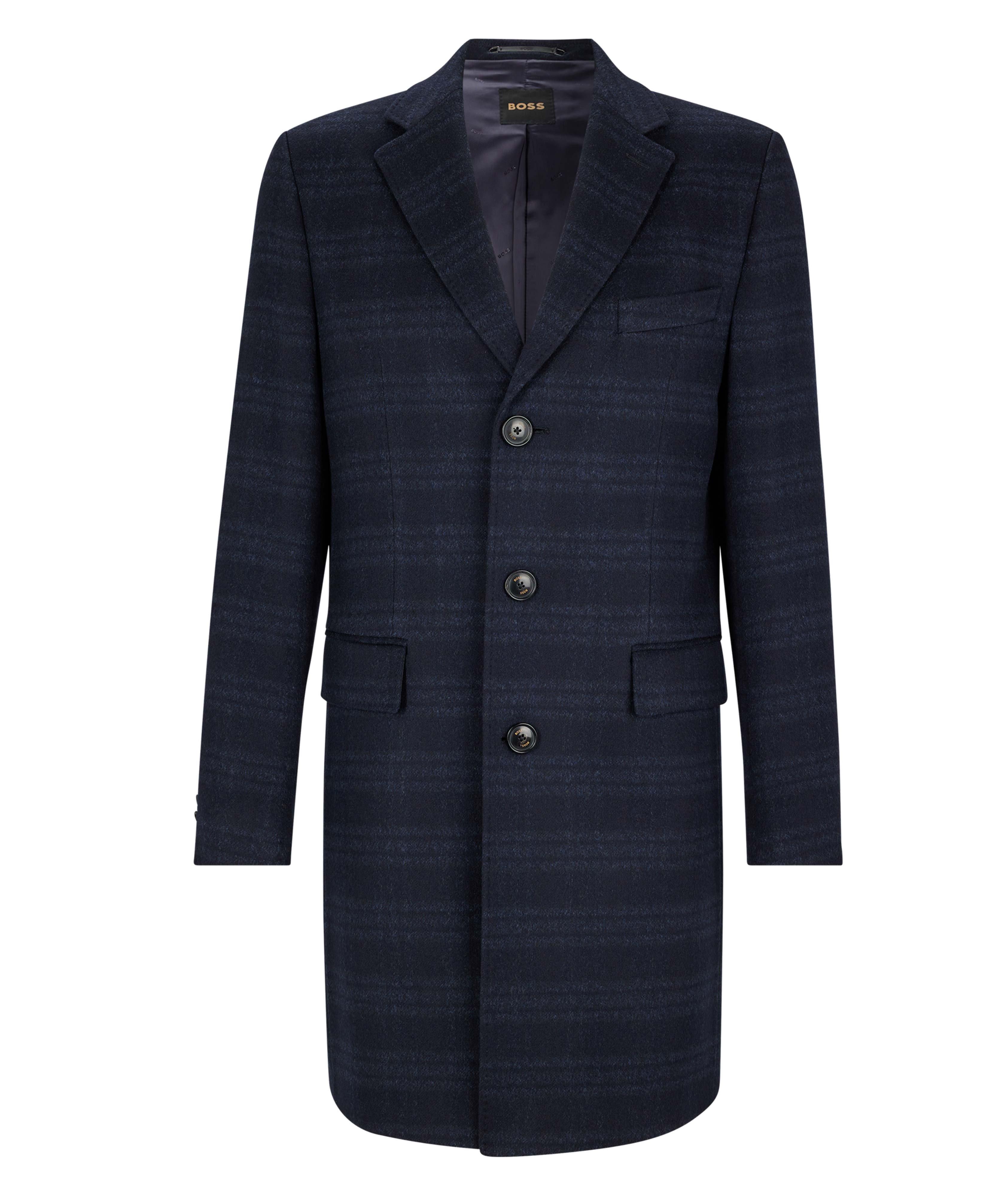 BOSS Slim-Fit Checked Virgin Wool And Cashmere Coat | Coats | Harry Rosen