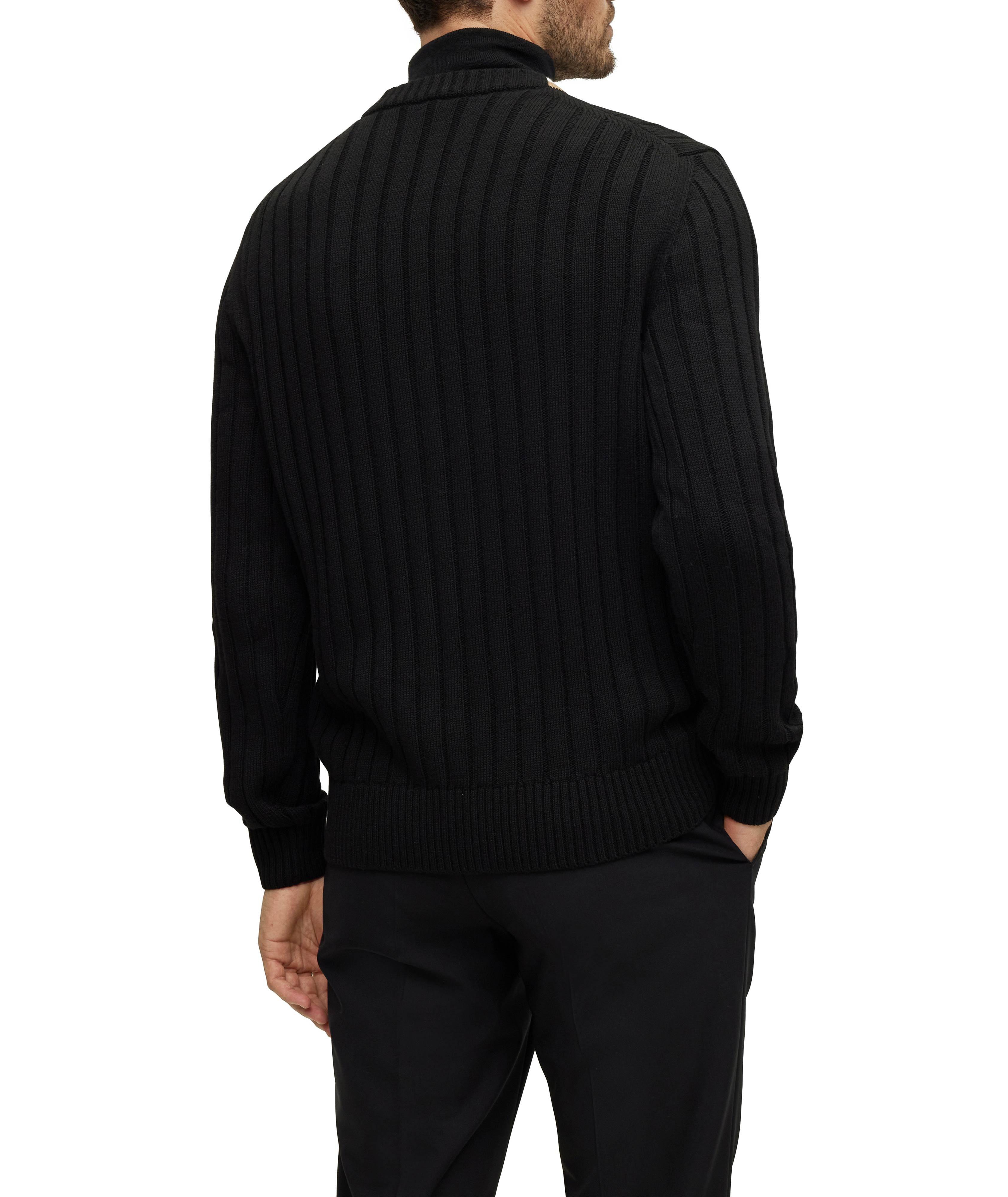 Wool-Blend Signature-Stripe Ribbed Cardigan image 2