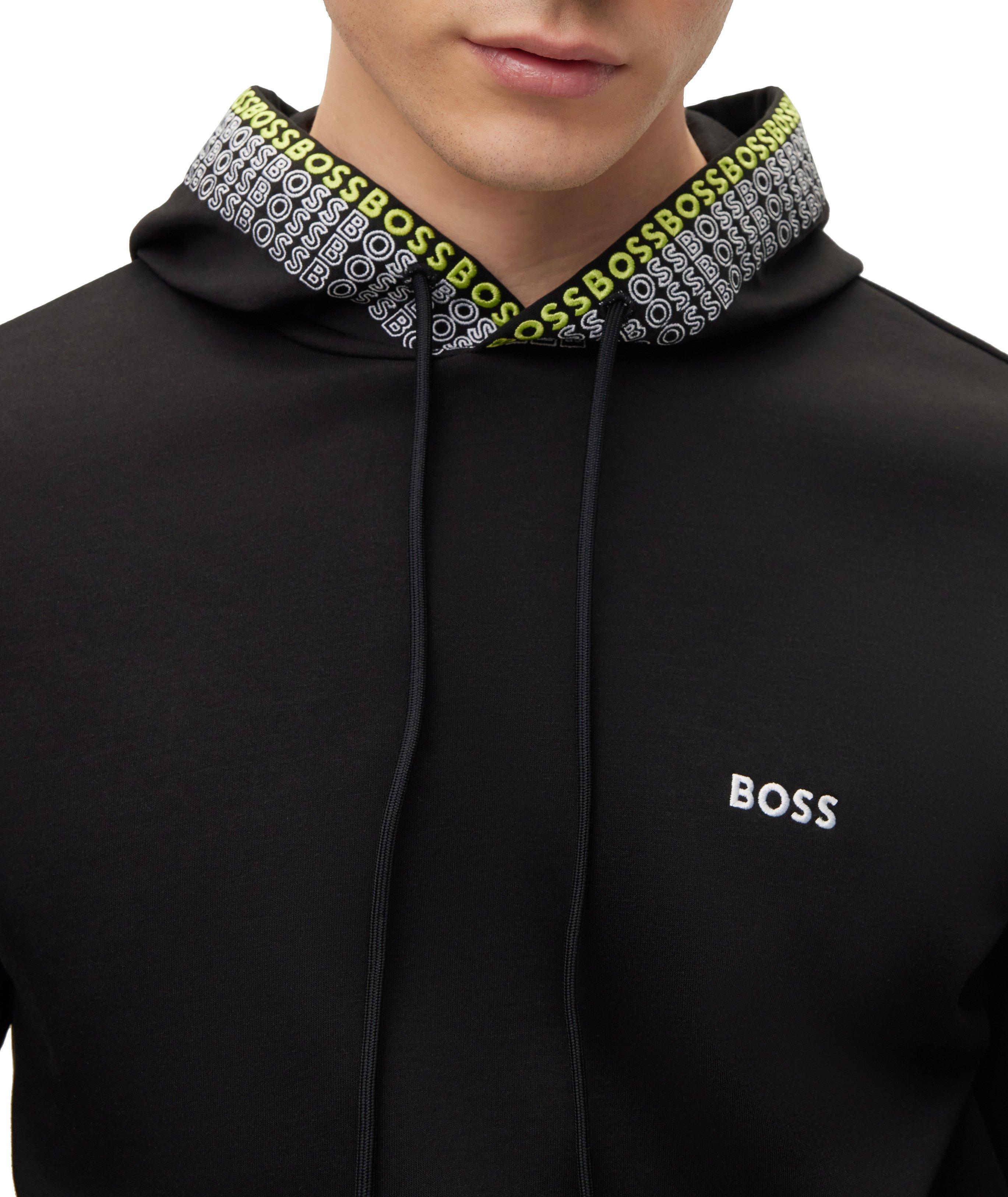 Drawstring Two-Tone Embroidered Logo Hooded Sweater image 3