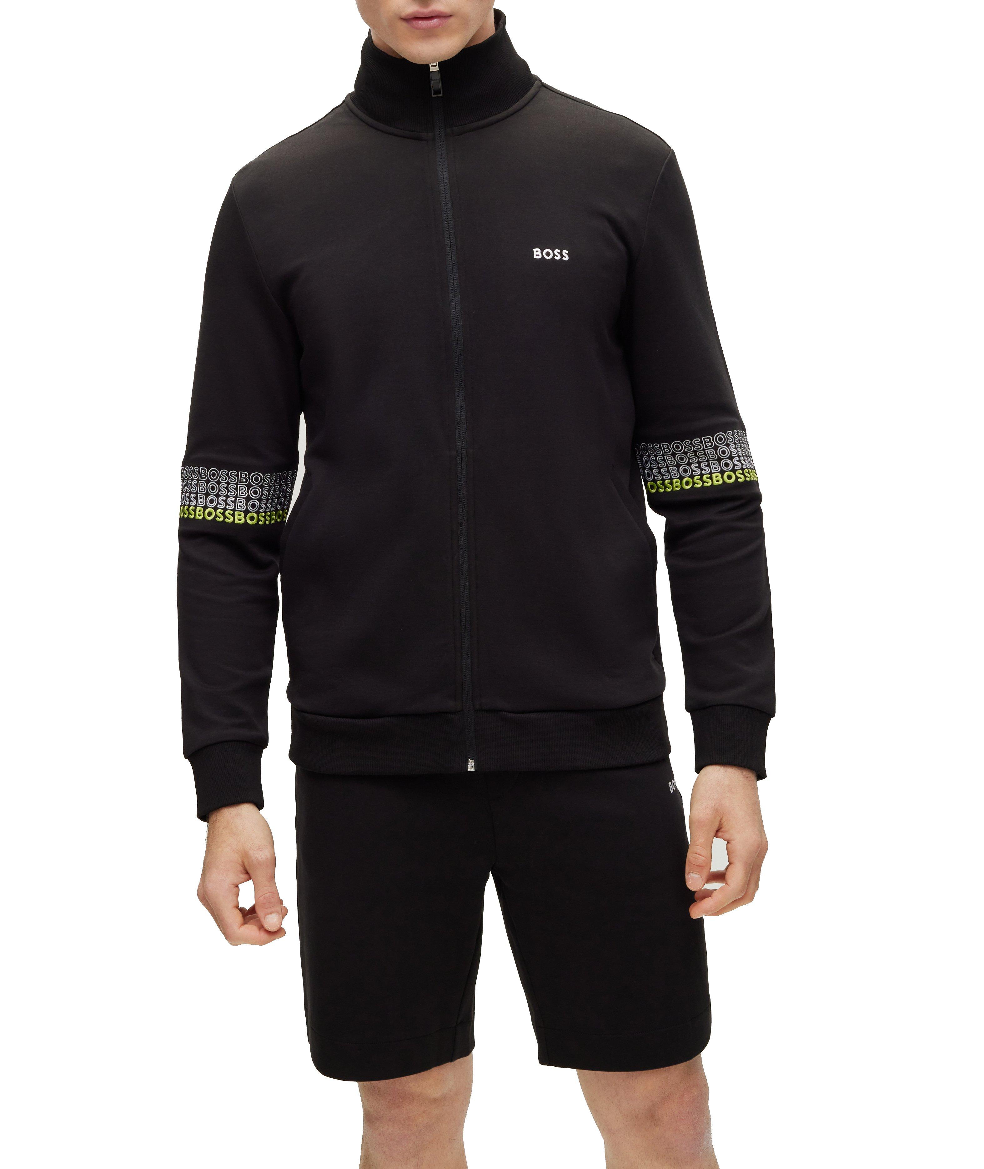 Pull en mélange de coton à glissière avec logos image 1