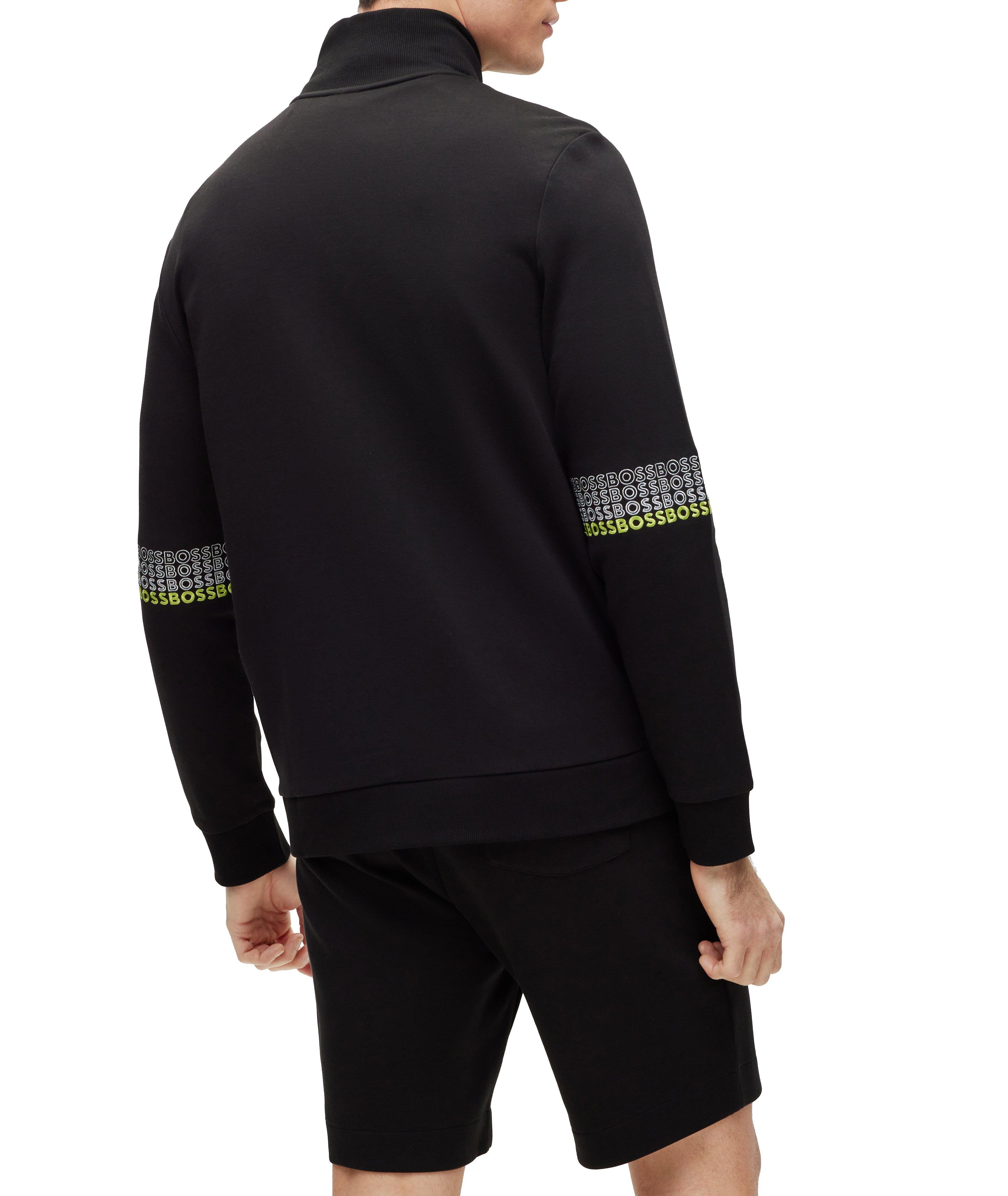 Pull en mélange de coton à glissière avec logos image 2