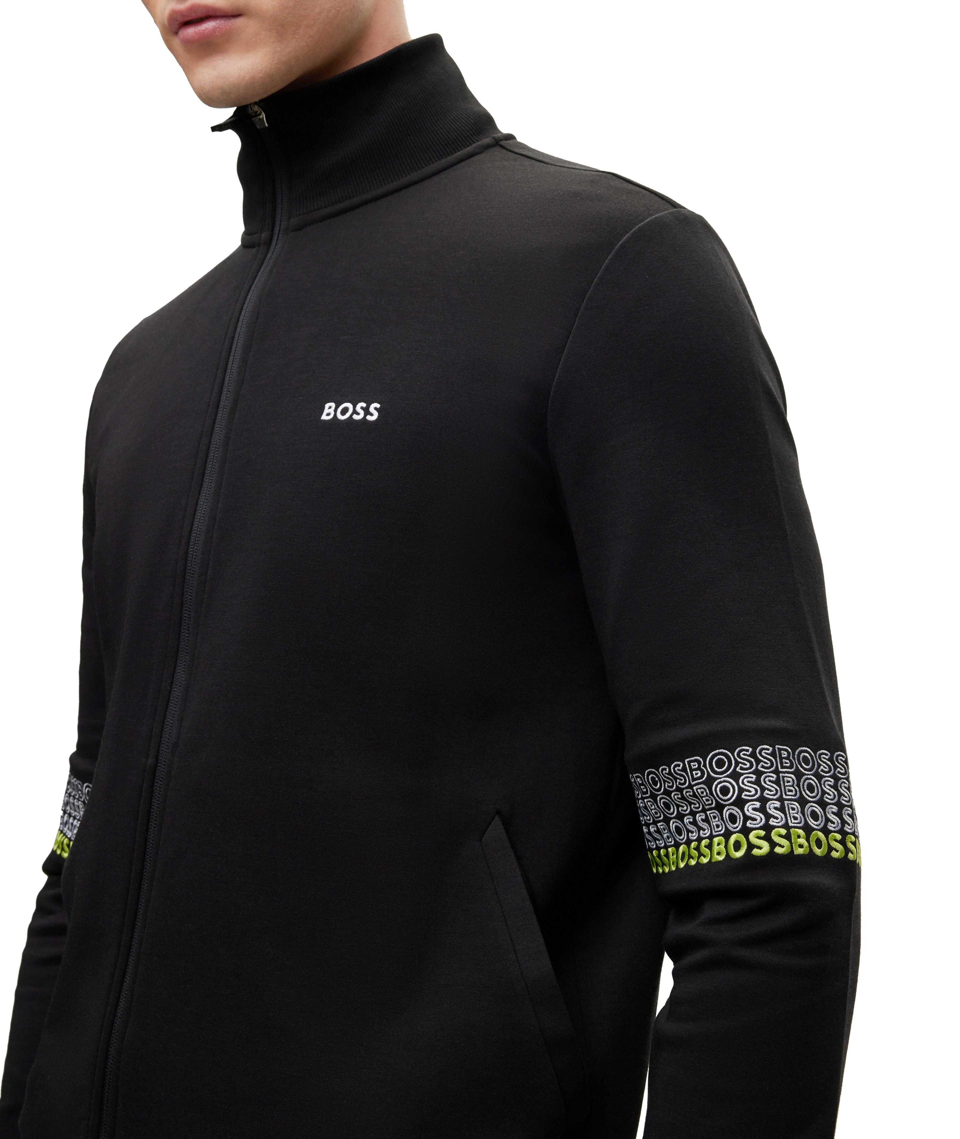 Pull en mélange de coton à glissière avec logos image 3