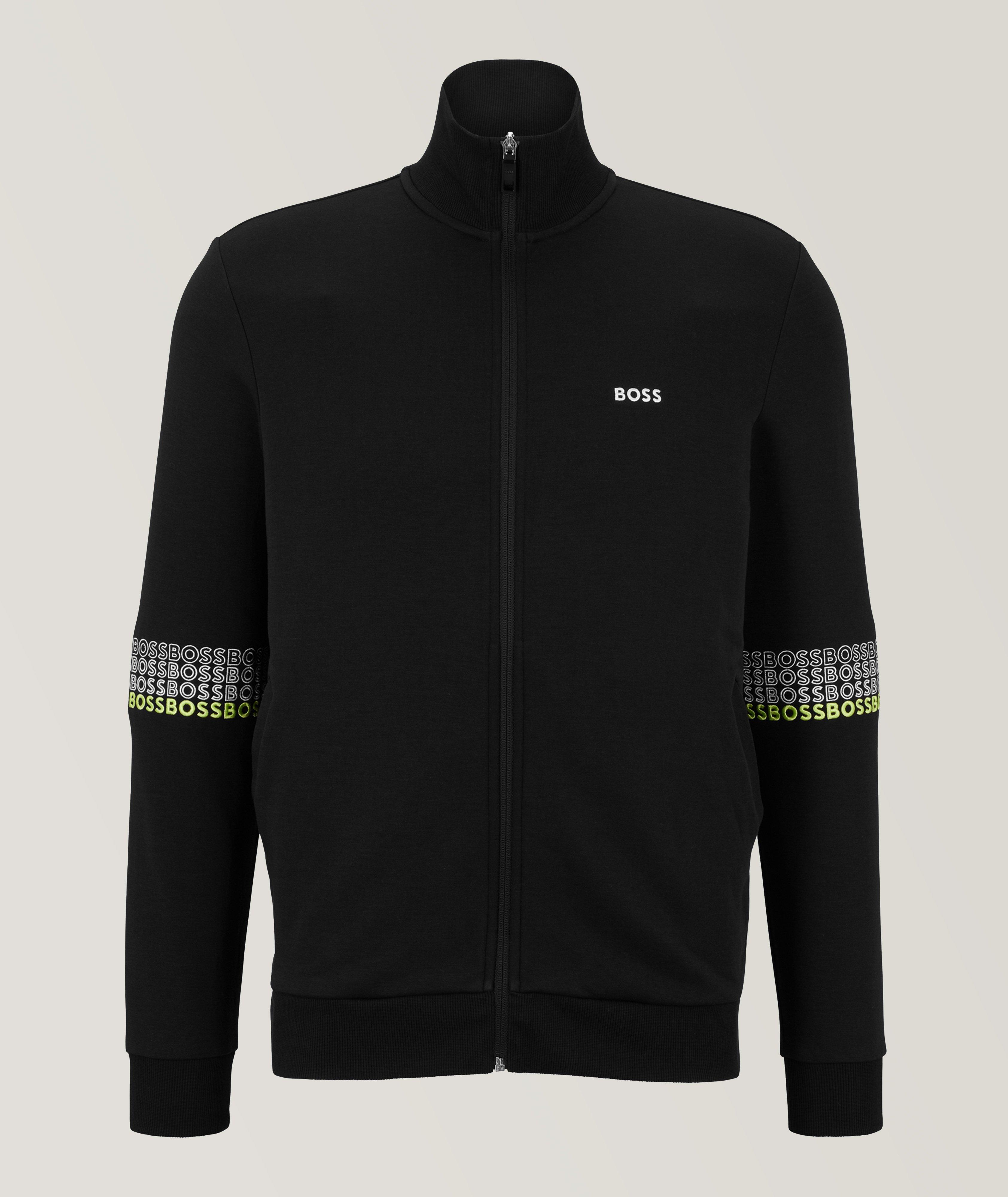 Pull en mélange de coton à glissière avec logos image 0