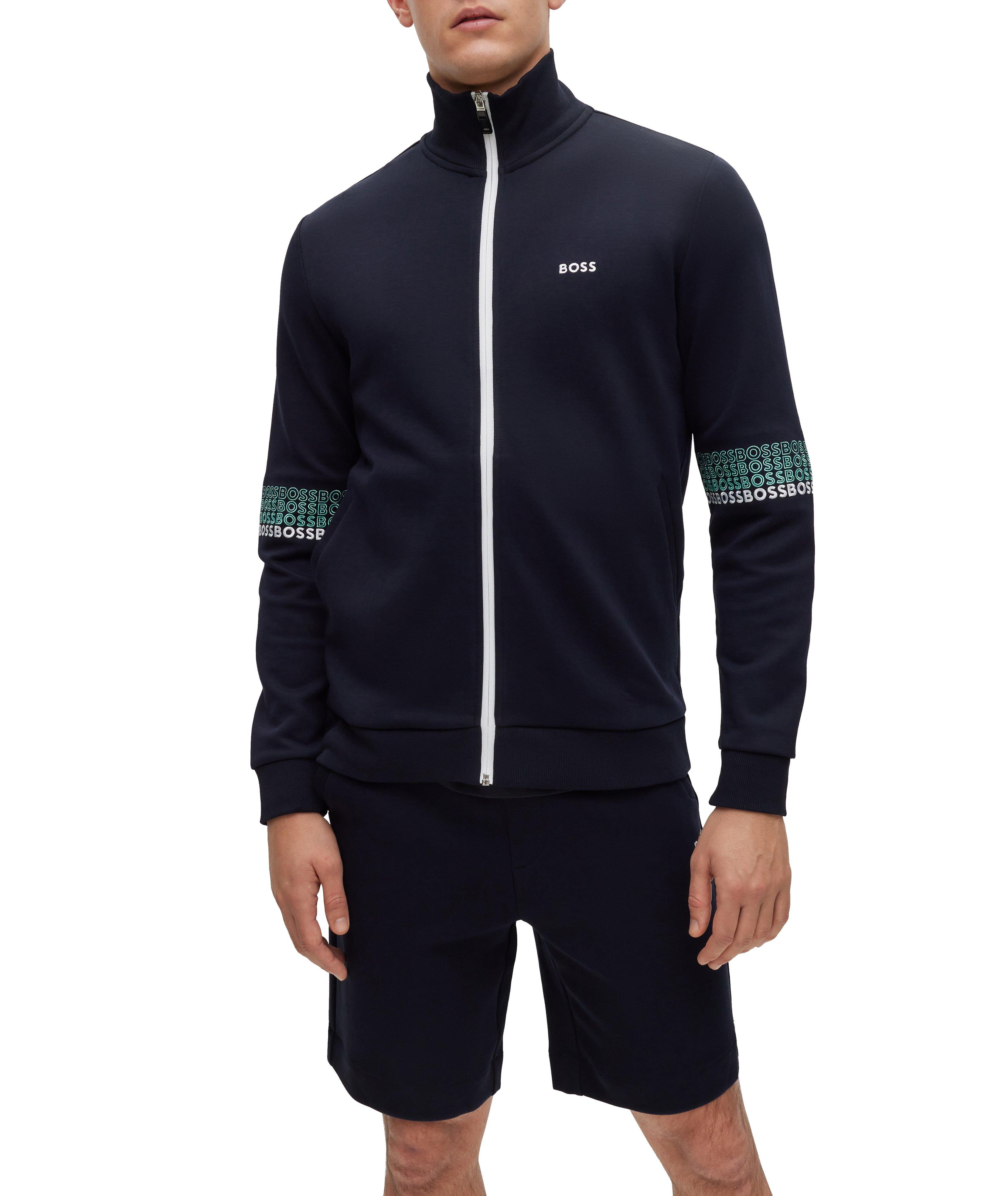 Pull en mélange de coton à glissière avec logos image 1