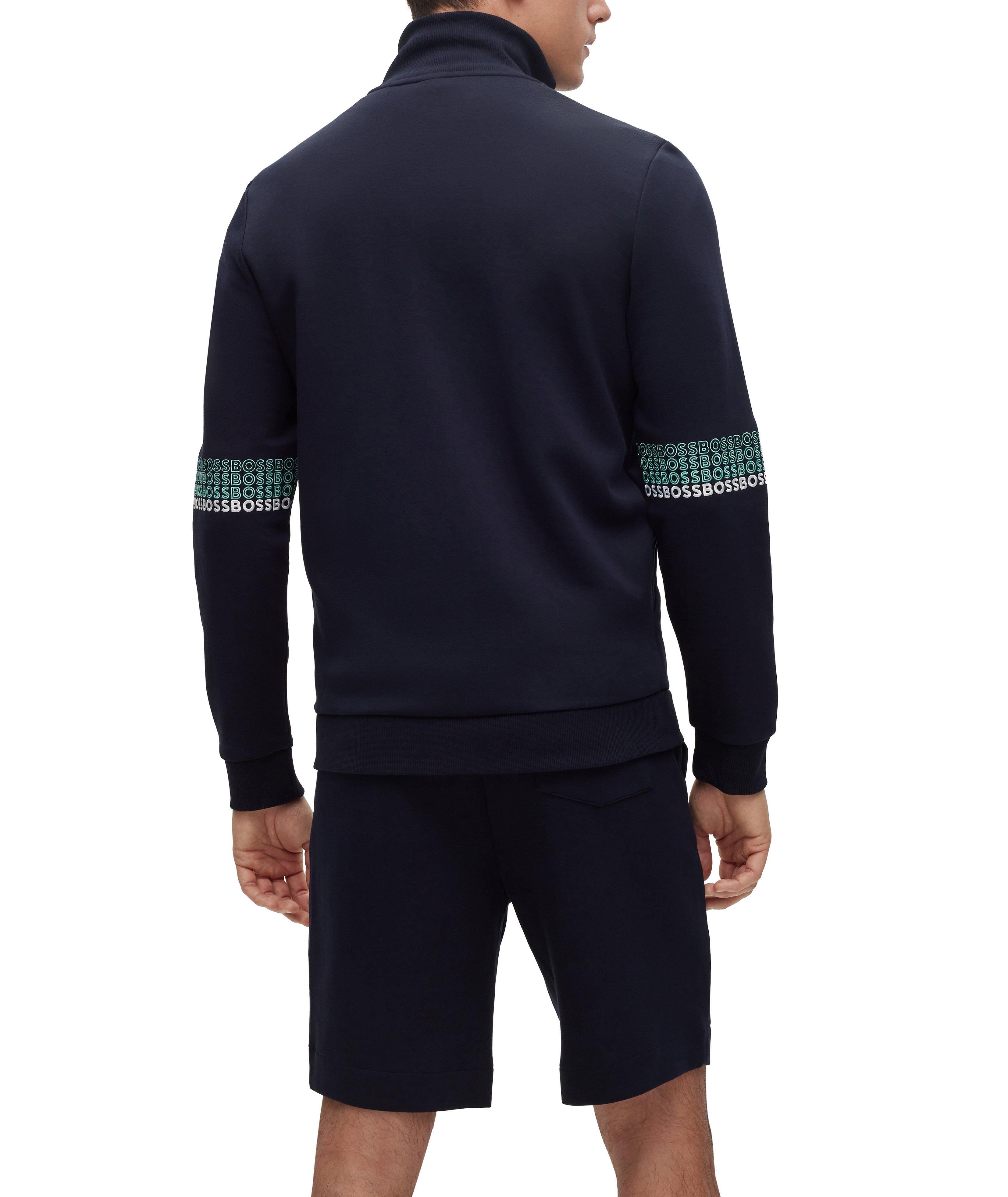 Pull en mélange de coton à glissière avec logos image 2
