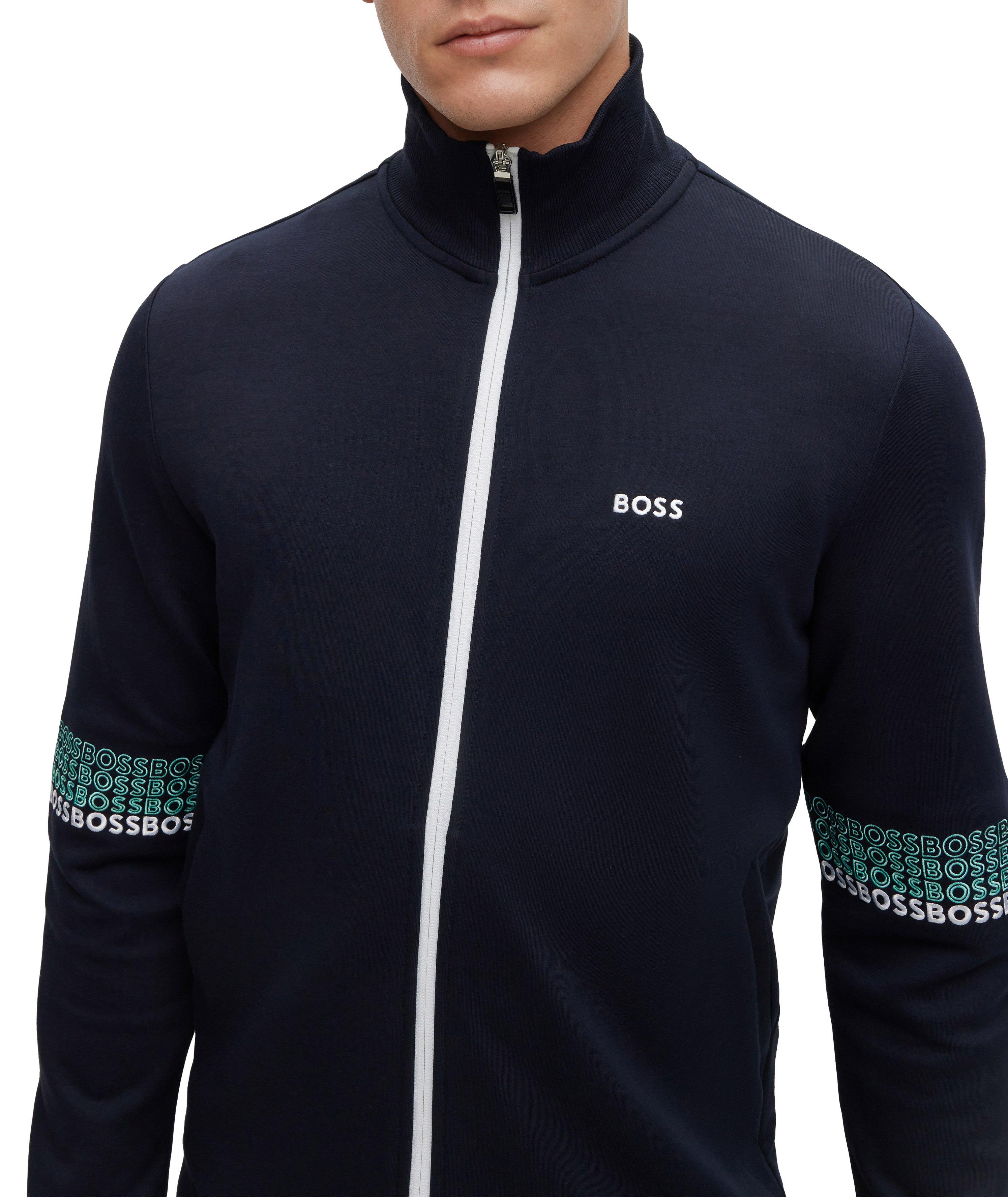 Pull en mélange de coton à glissière avec logos image 3