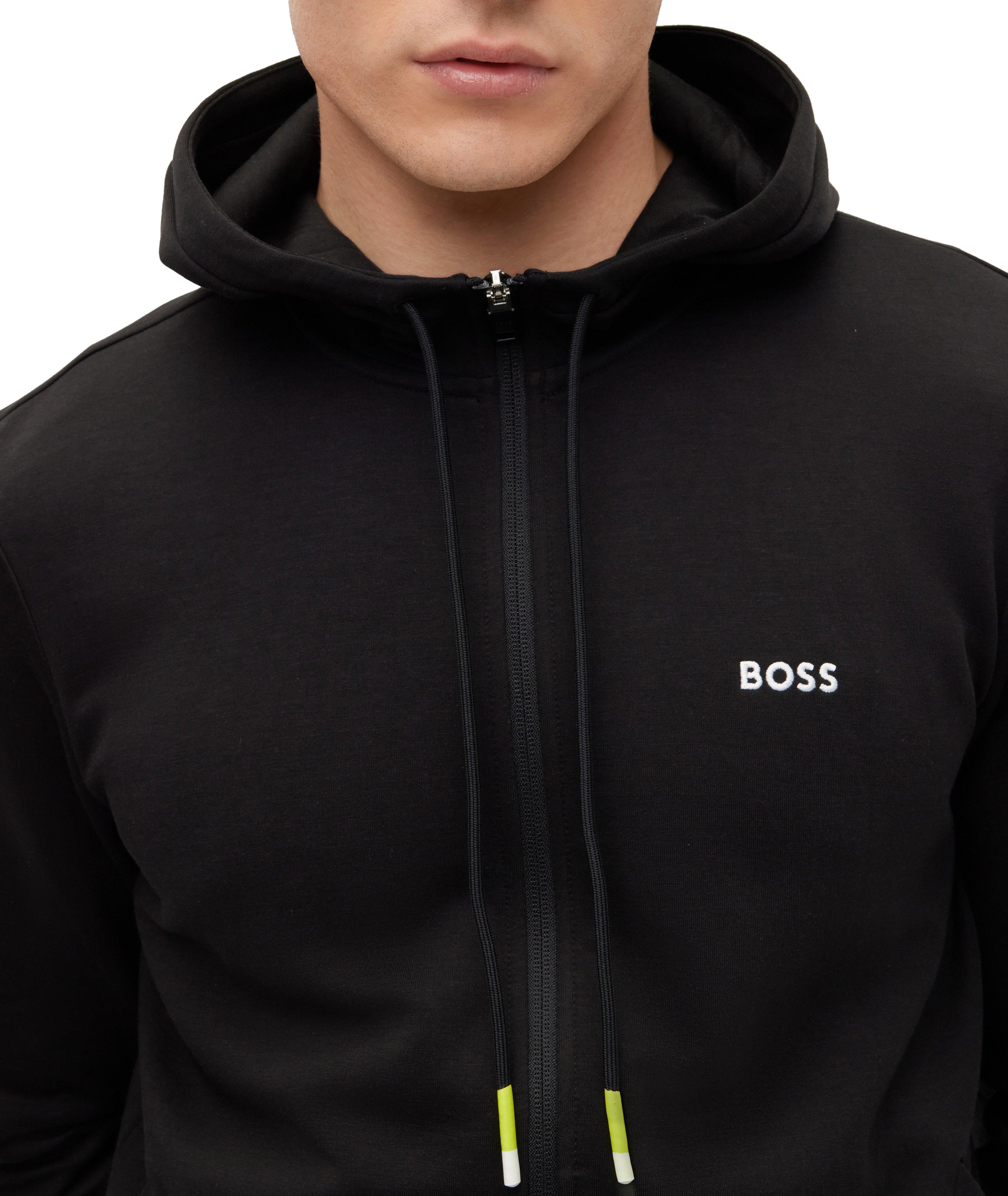 Full-Zip Cotton-Blend Multi Coloured Logo Hooded Sweater image 3