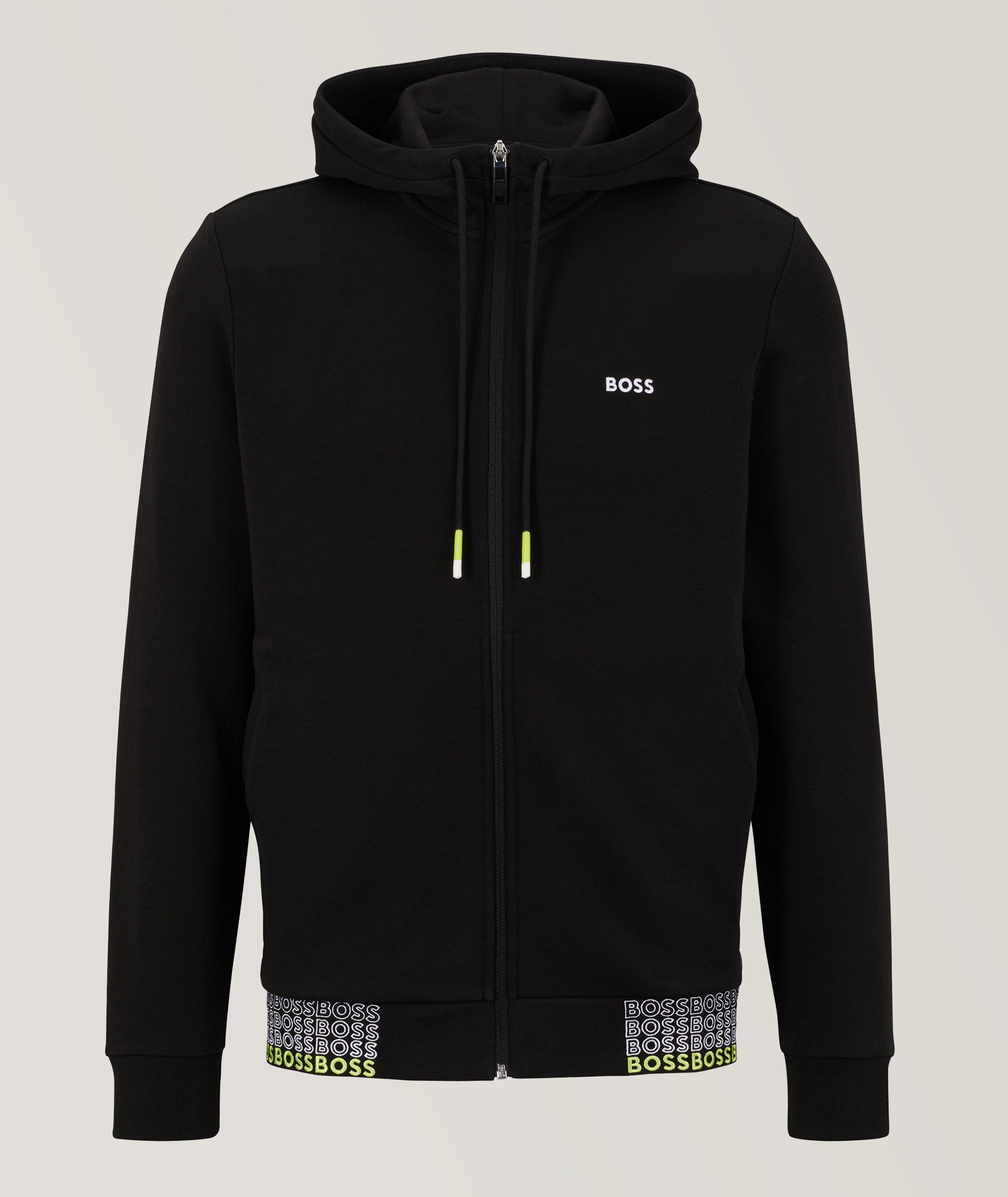 Full-Zip Cotton-Blend Multi Coloured Logo Hooded Sweater image 0