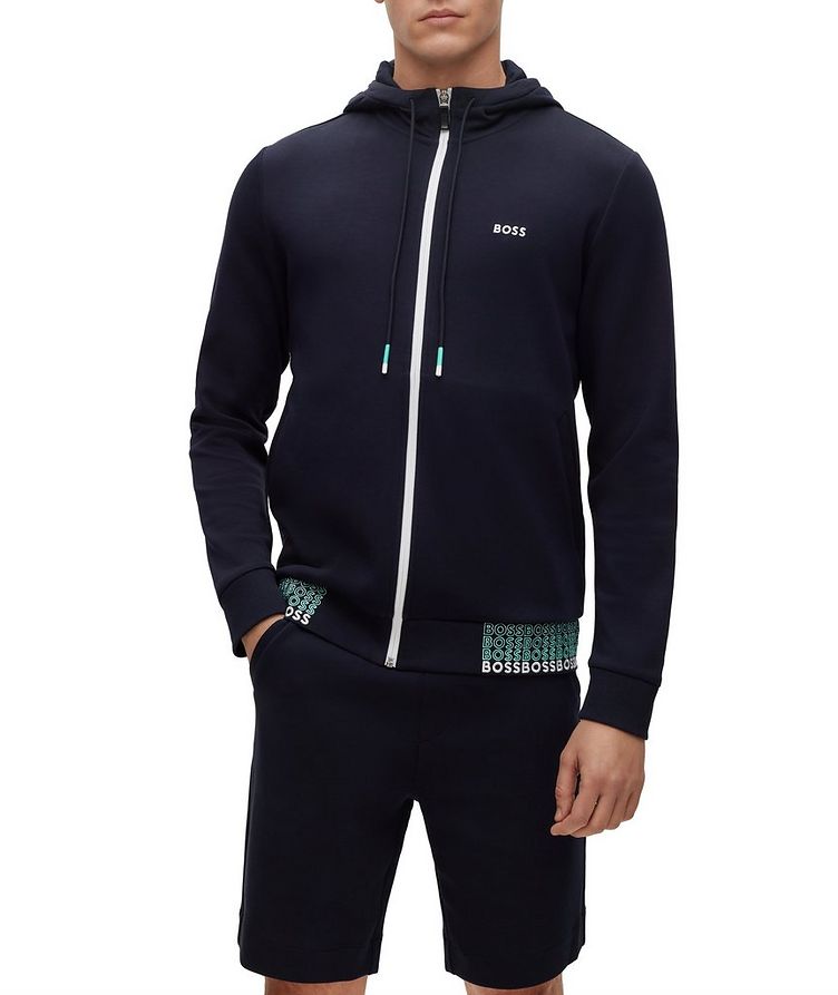 Full-Zip Cotton-Blend Multi Coloured Logo Hooded Sweater image 1