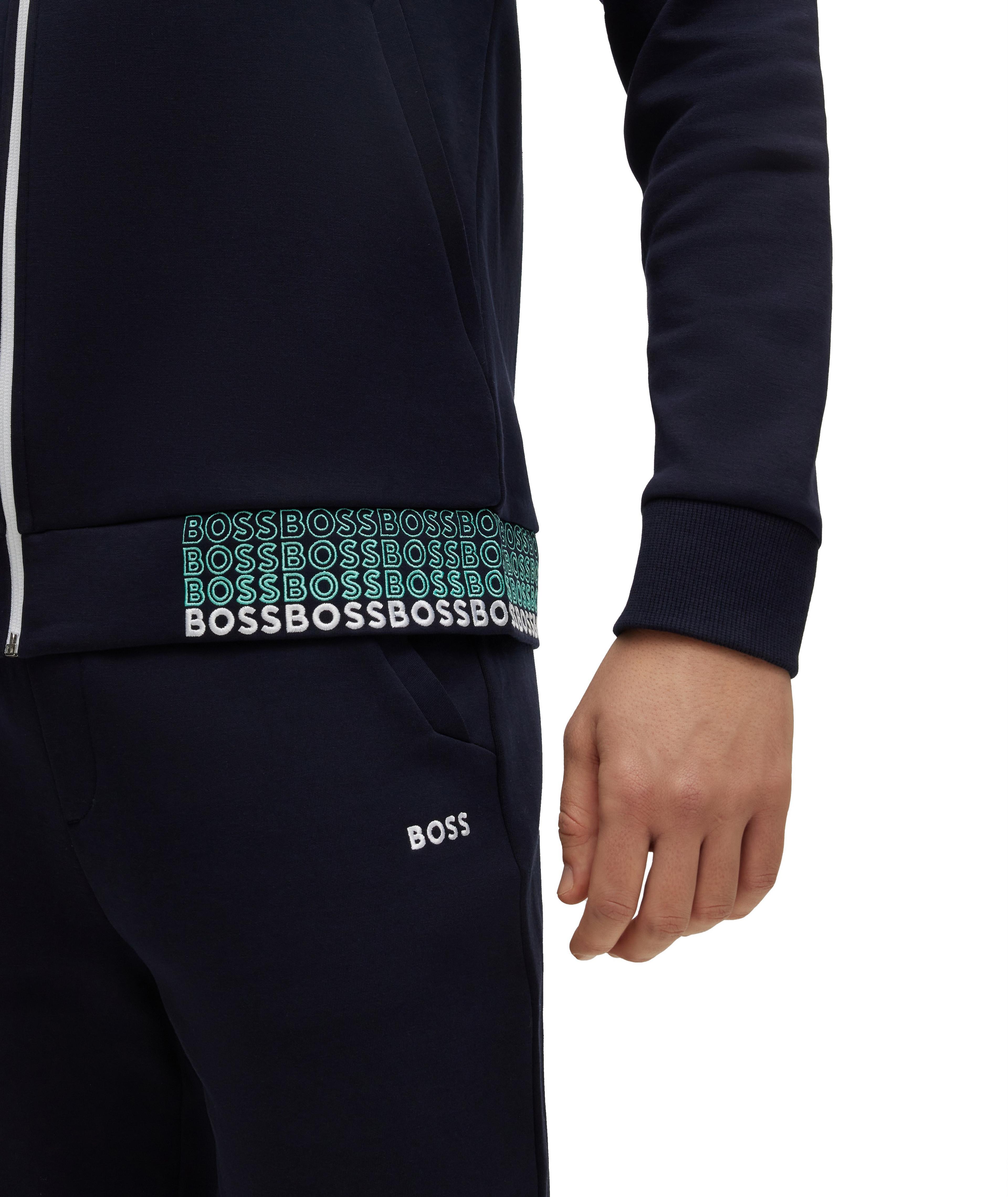 Full-Zip Cotton-Blend Multi Coloured Logo Hooded Sweater image 3