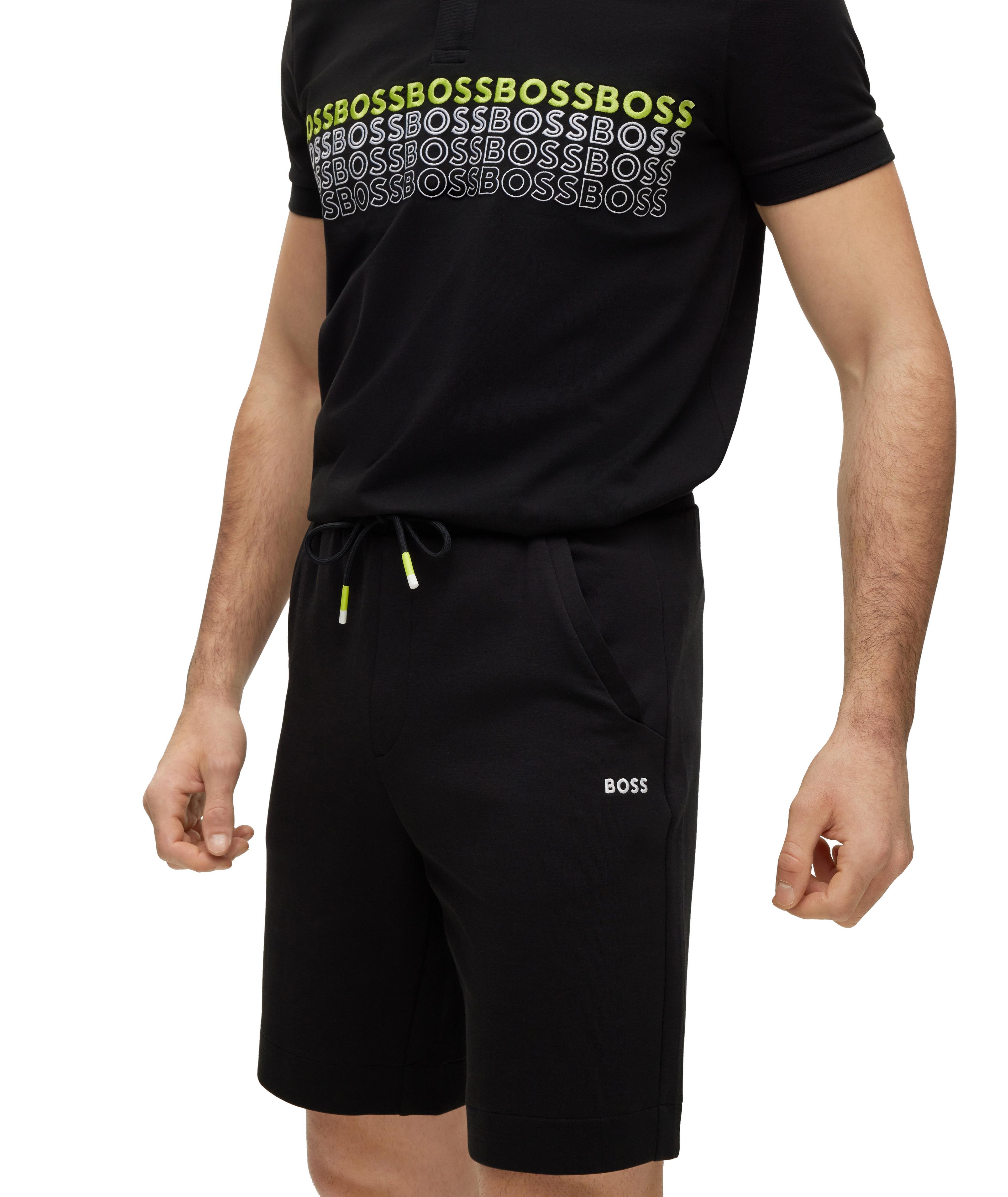 Cotton-Blend Multi-Coloured Drawstring Logo Shorts image 3
