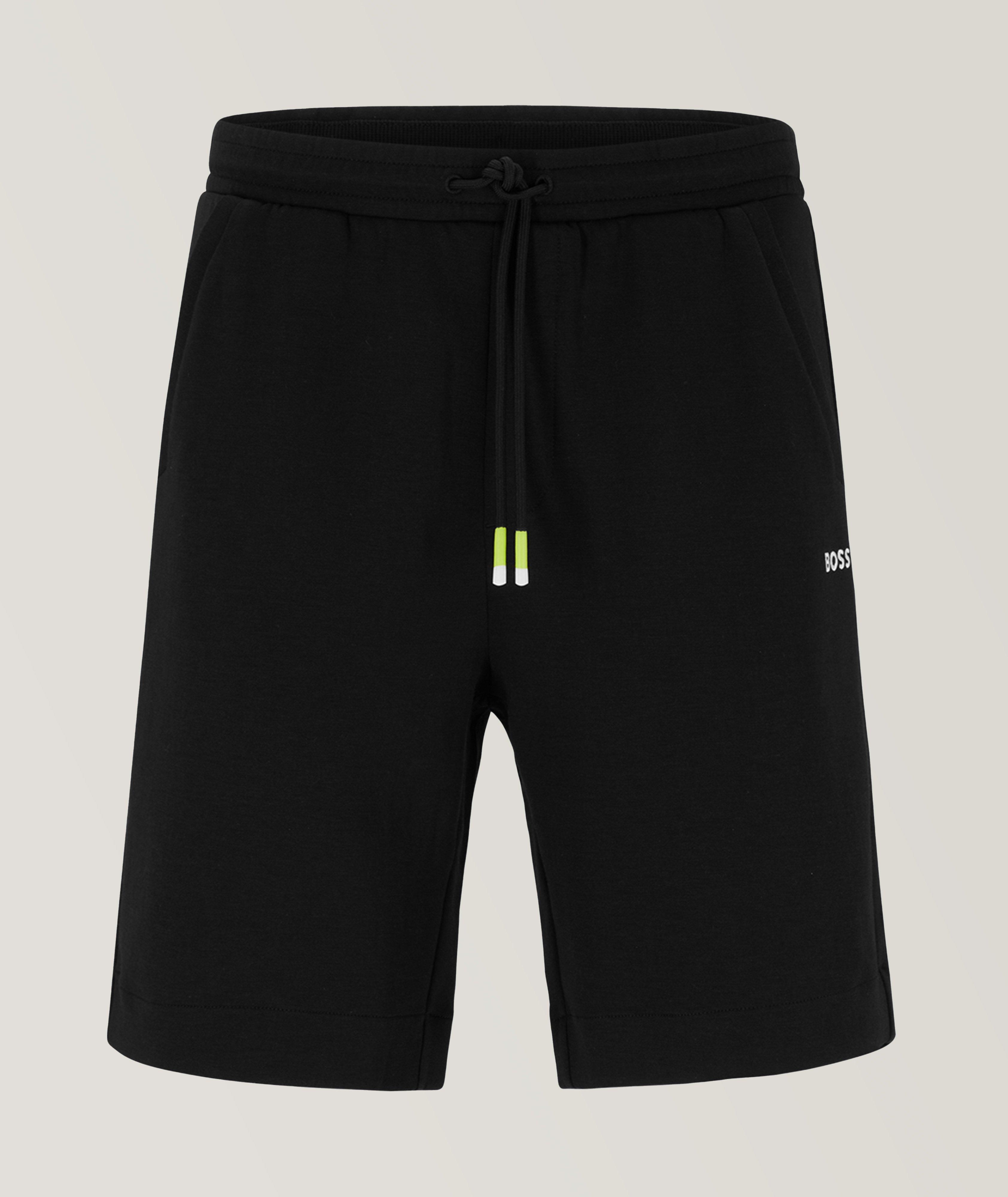 Cotton-Blend Multi-Coloured Drawstring Logo Shorts image 0