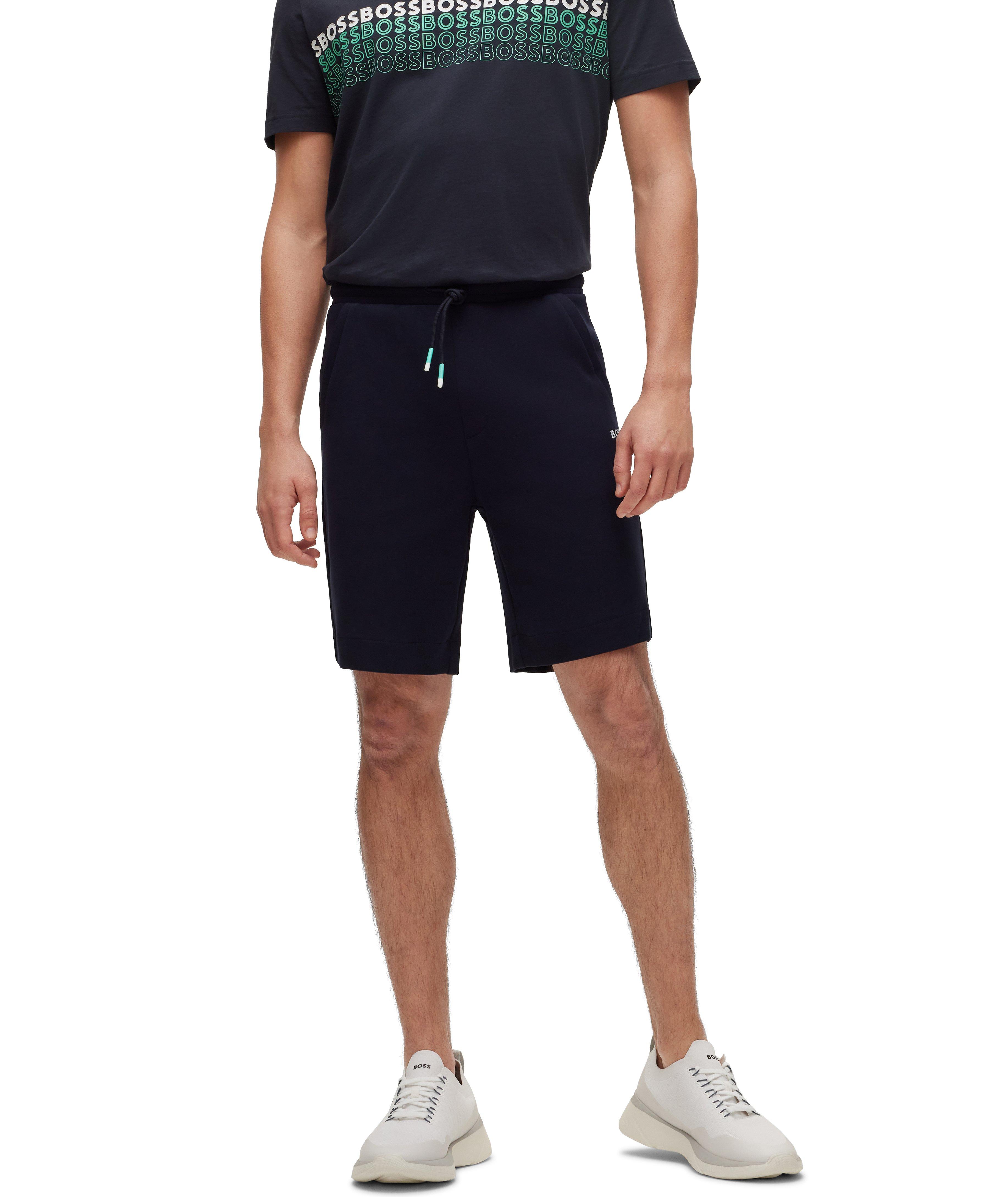 Cotton-Blend Multi-Coloured Drawstring Logo Shorts image 1