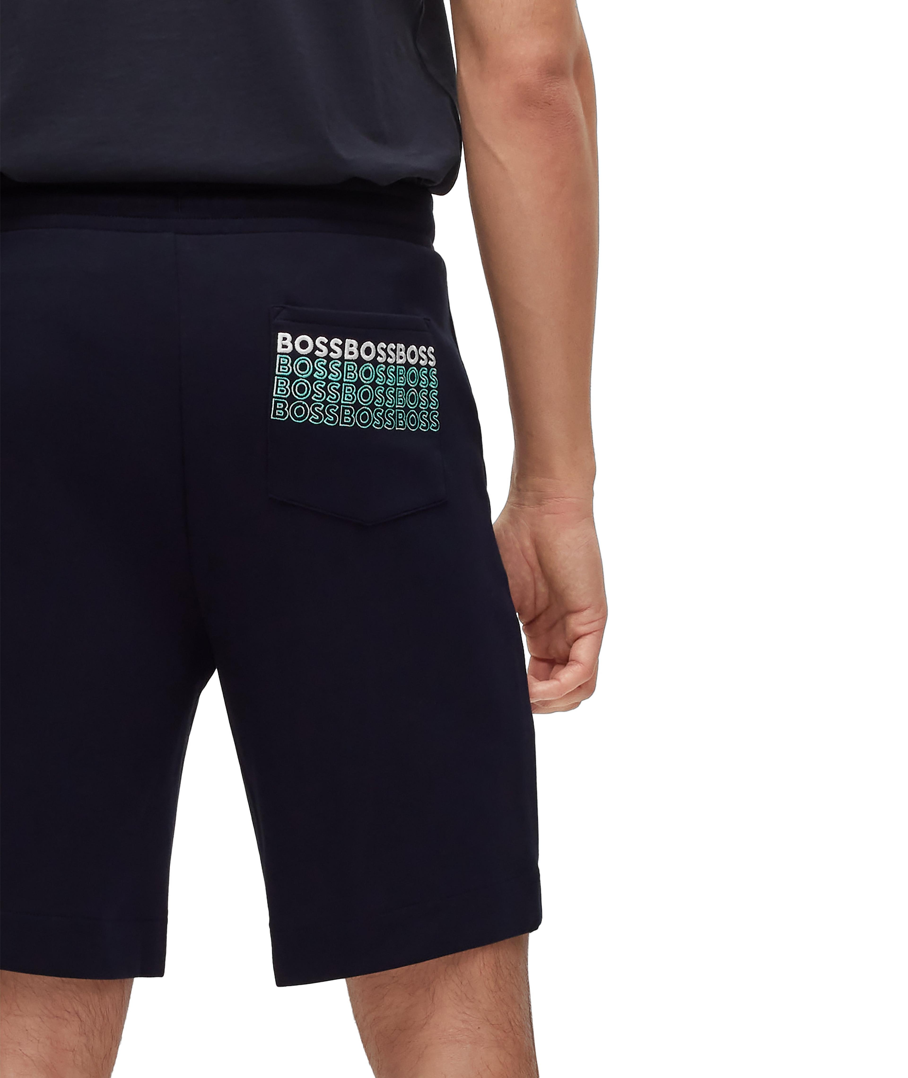Cotton-Blend Multi-Coloured Drawstring Logo Shorts image 3