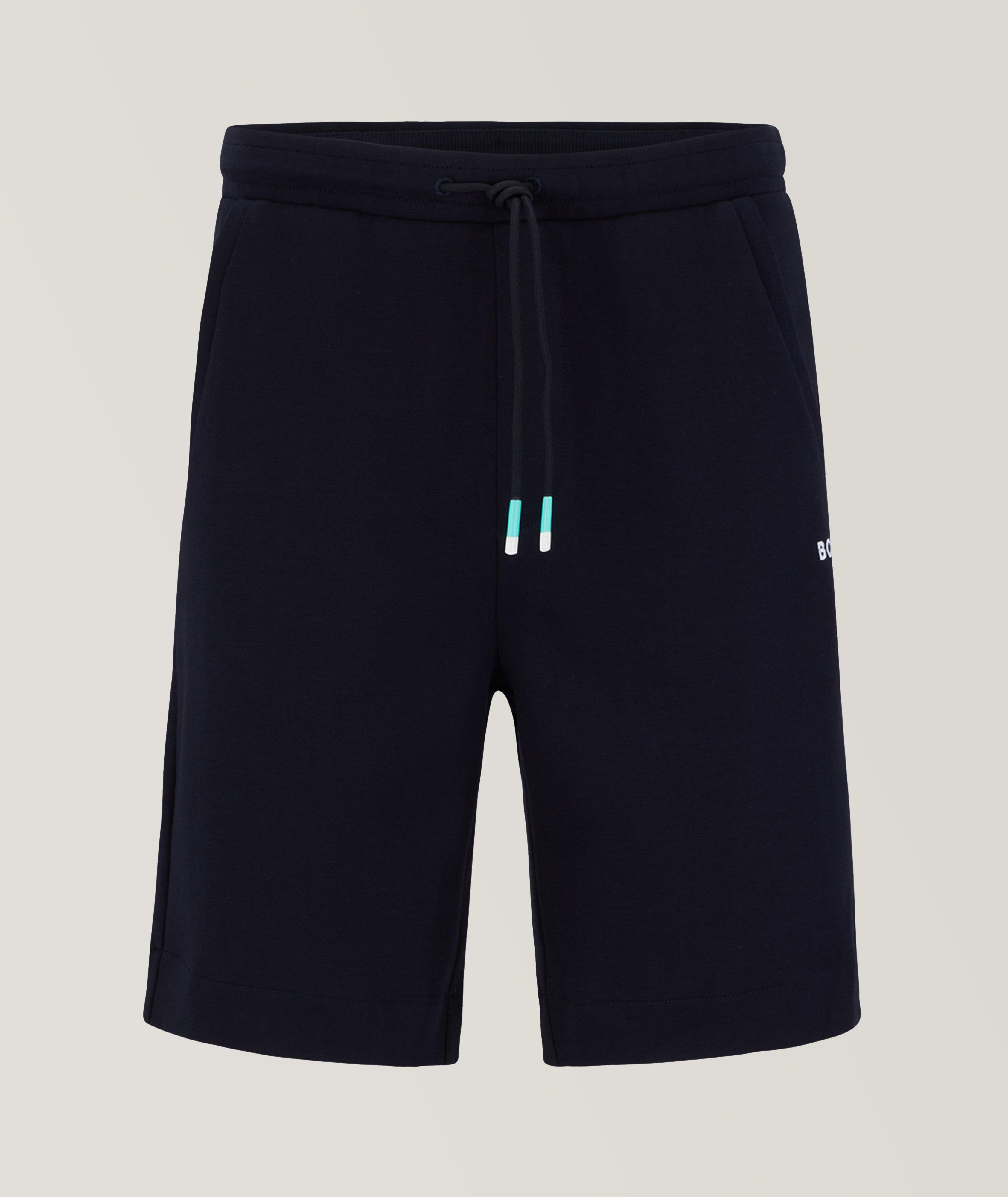 Cotton-Blend Multi-Coloured Drawstring Logo Shorts image 0