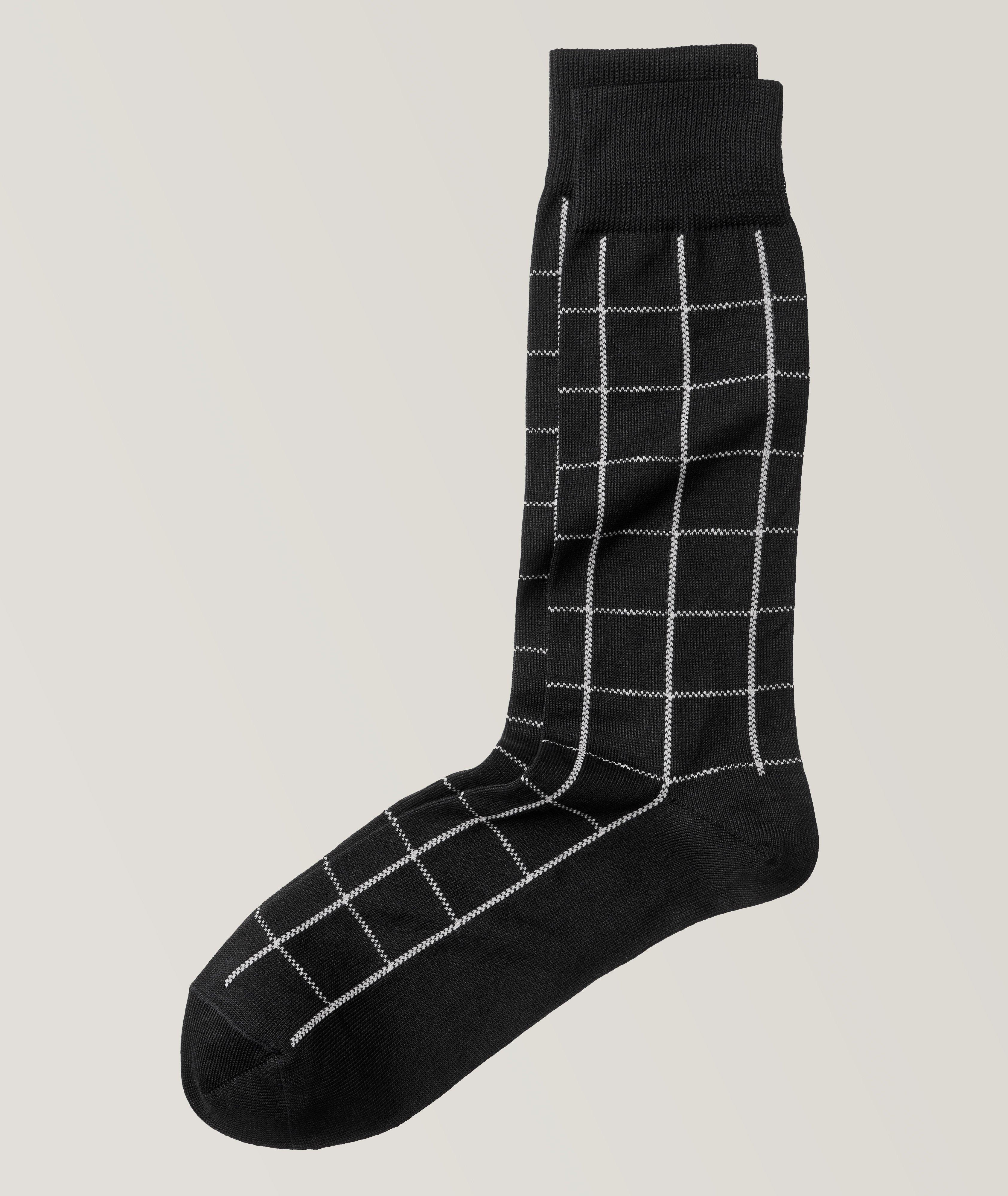 Chaussettes en mélange de coton à motif quadrillé image 0