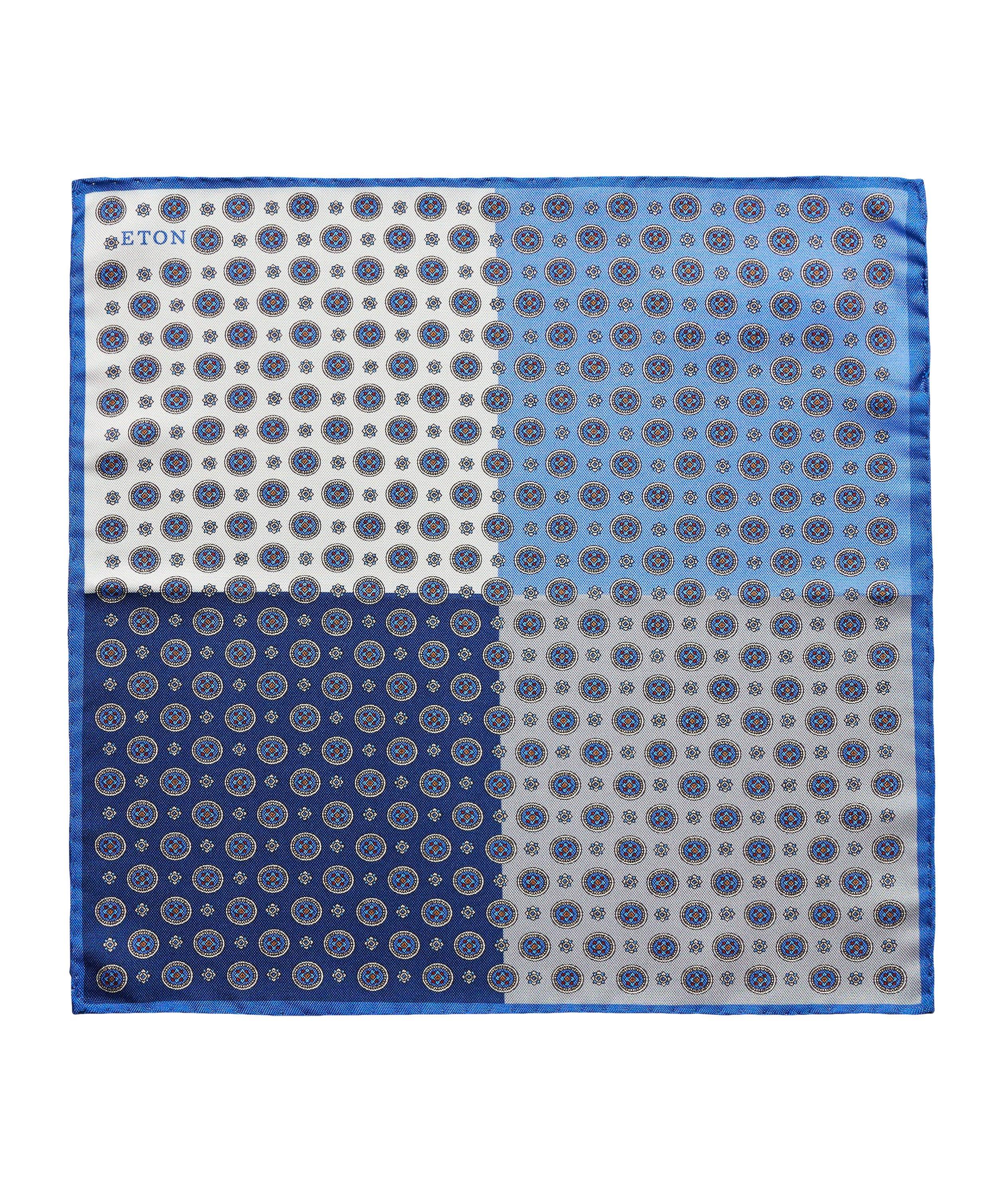 Reversible Medallion Print Silk Pocket Square image 1