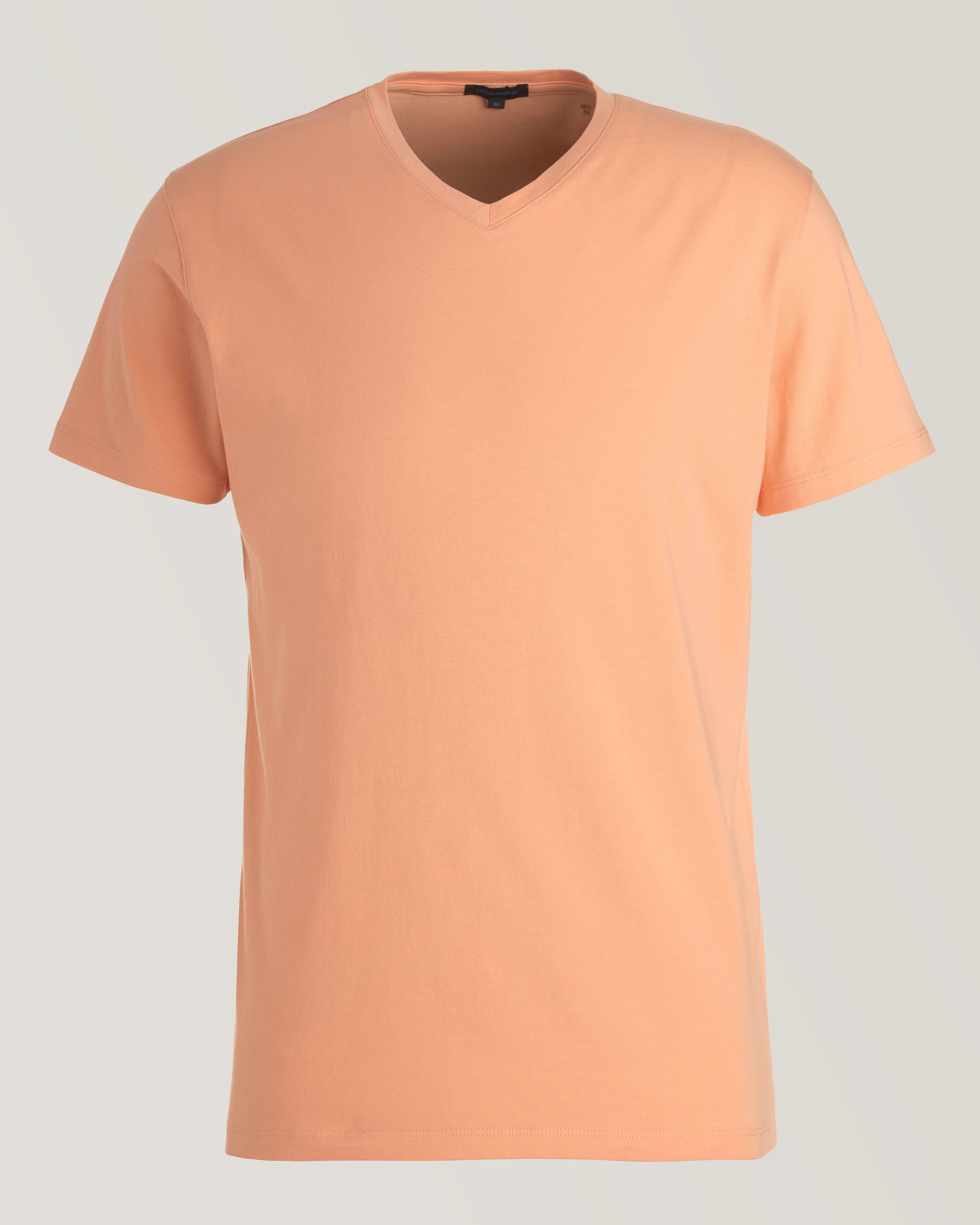 T-shirt en coton pima à encolure en V image 0