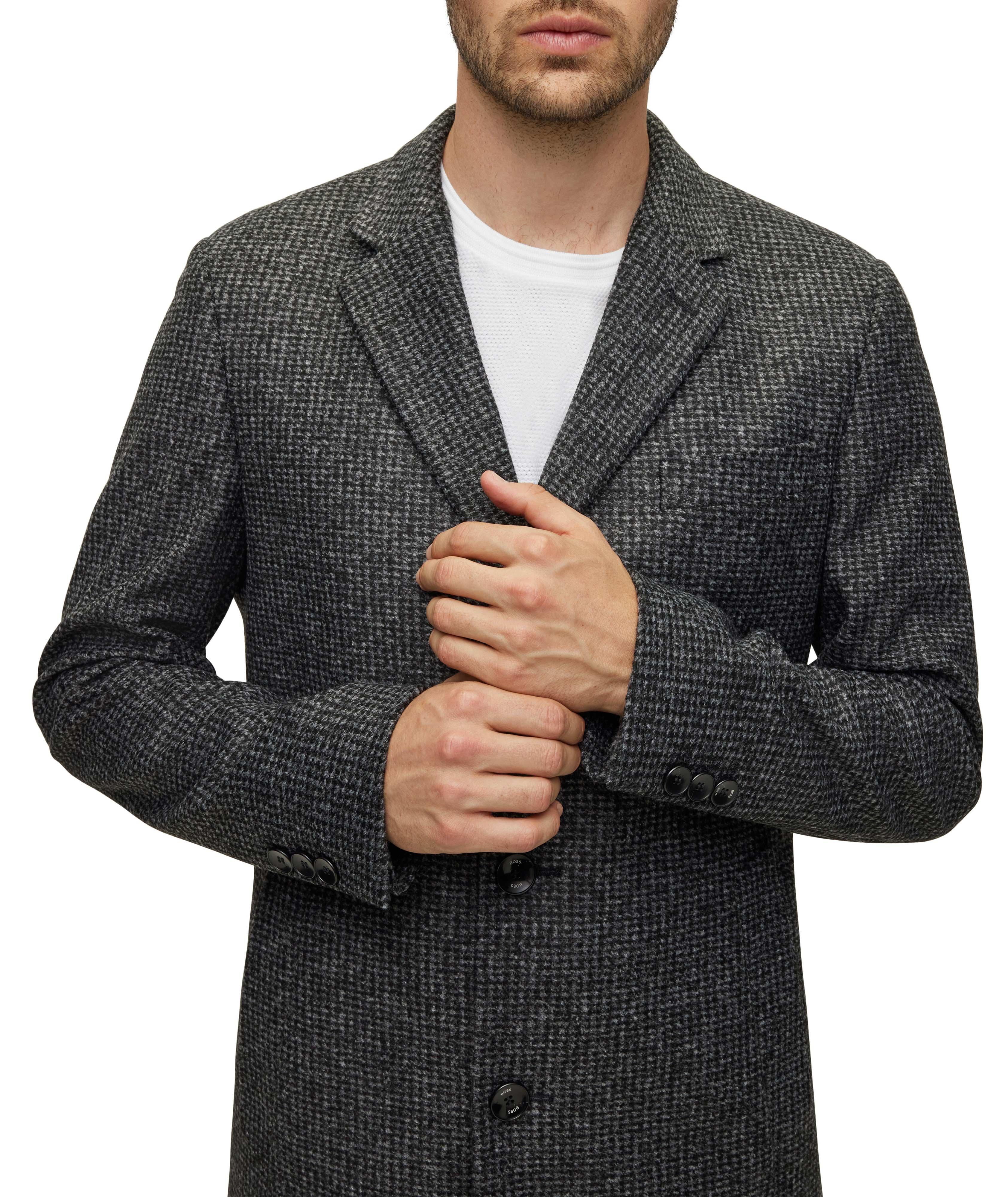 Slim-Fit Patterned Stretch Fabric Coat image 3