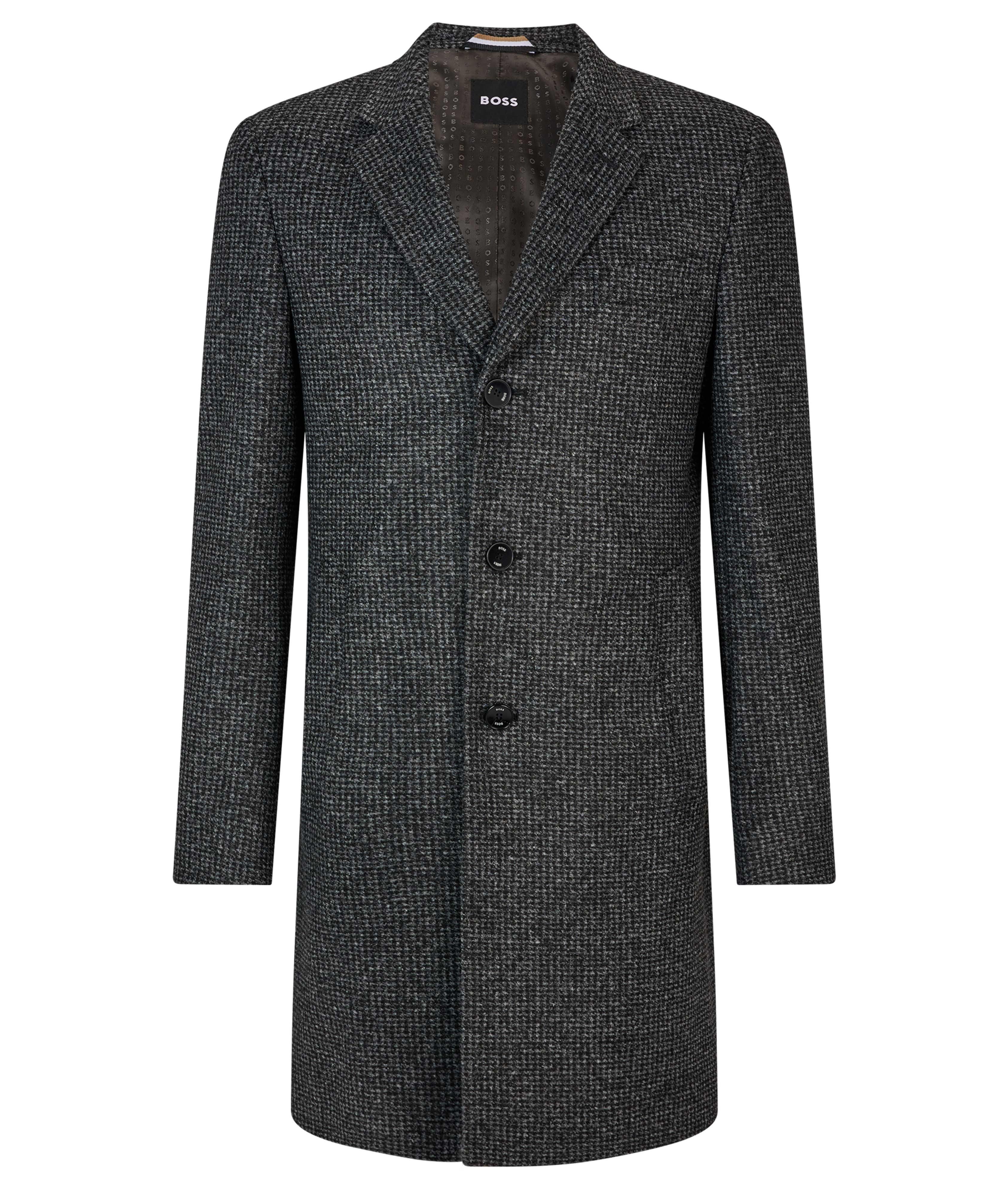 Slim-Fit Patterned Stretch Fabric Coat image 0