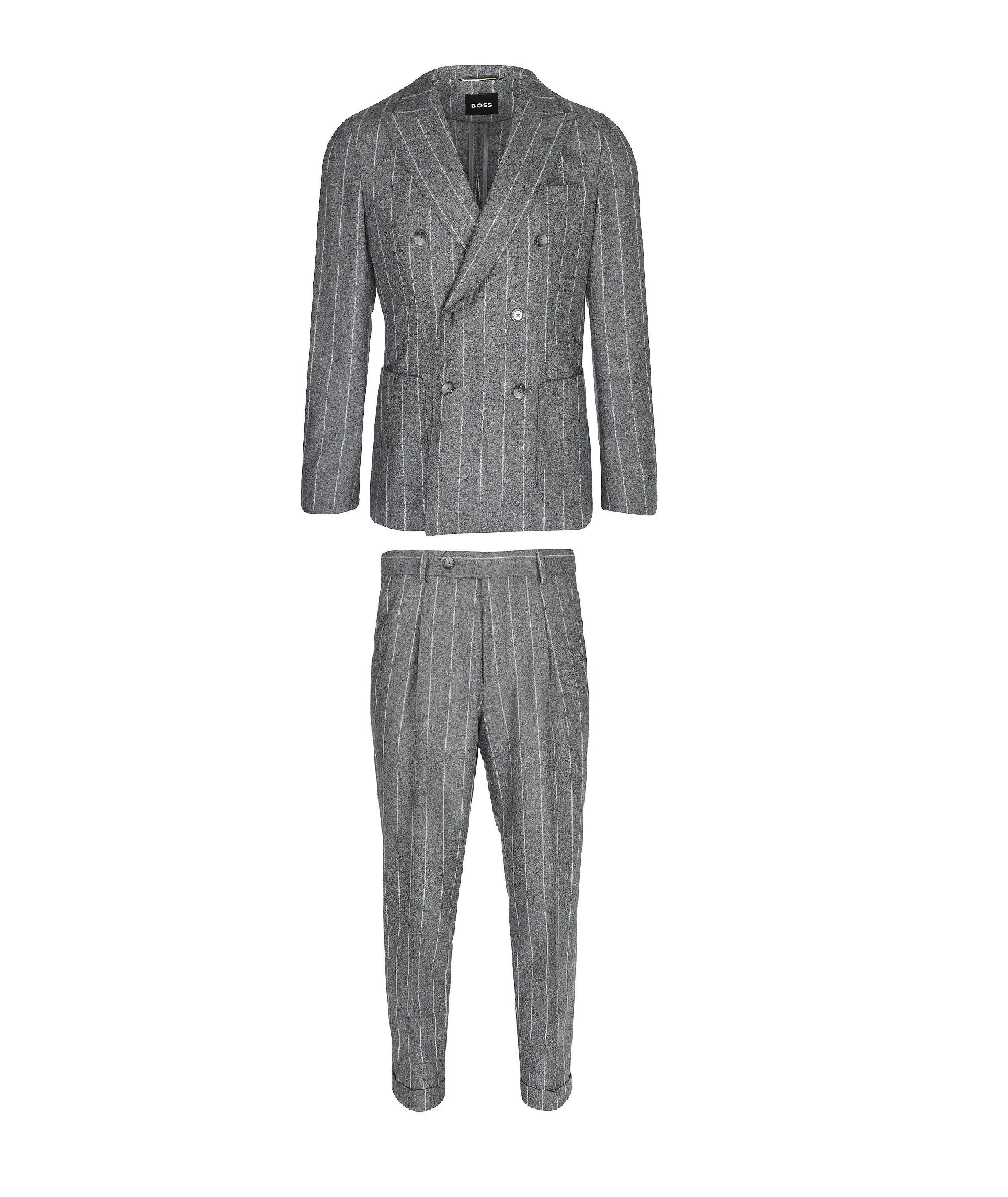 Wool Fannel Chalk-stripe Double Breasted Suit  image 0