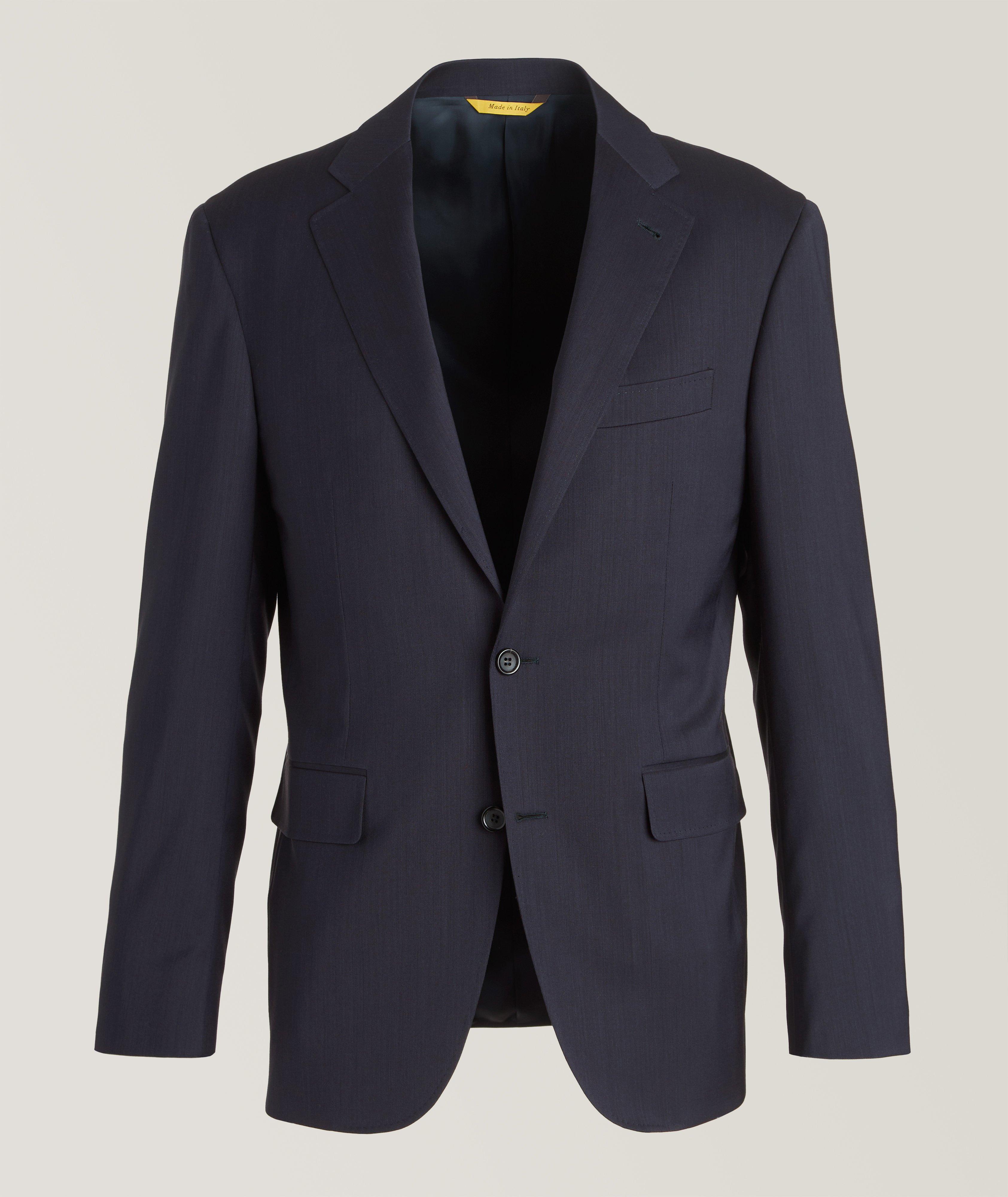 Canali Blue Wool Blazer with Houndstooth Motif - O'Connors