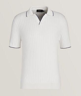 Bugatchi Wide Ribbed Cotton Polo Shirt