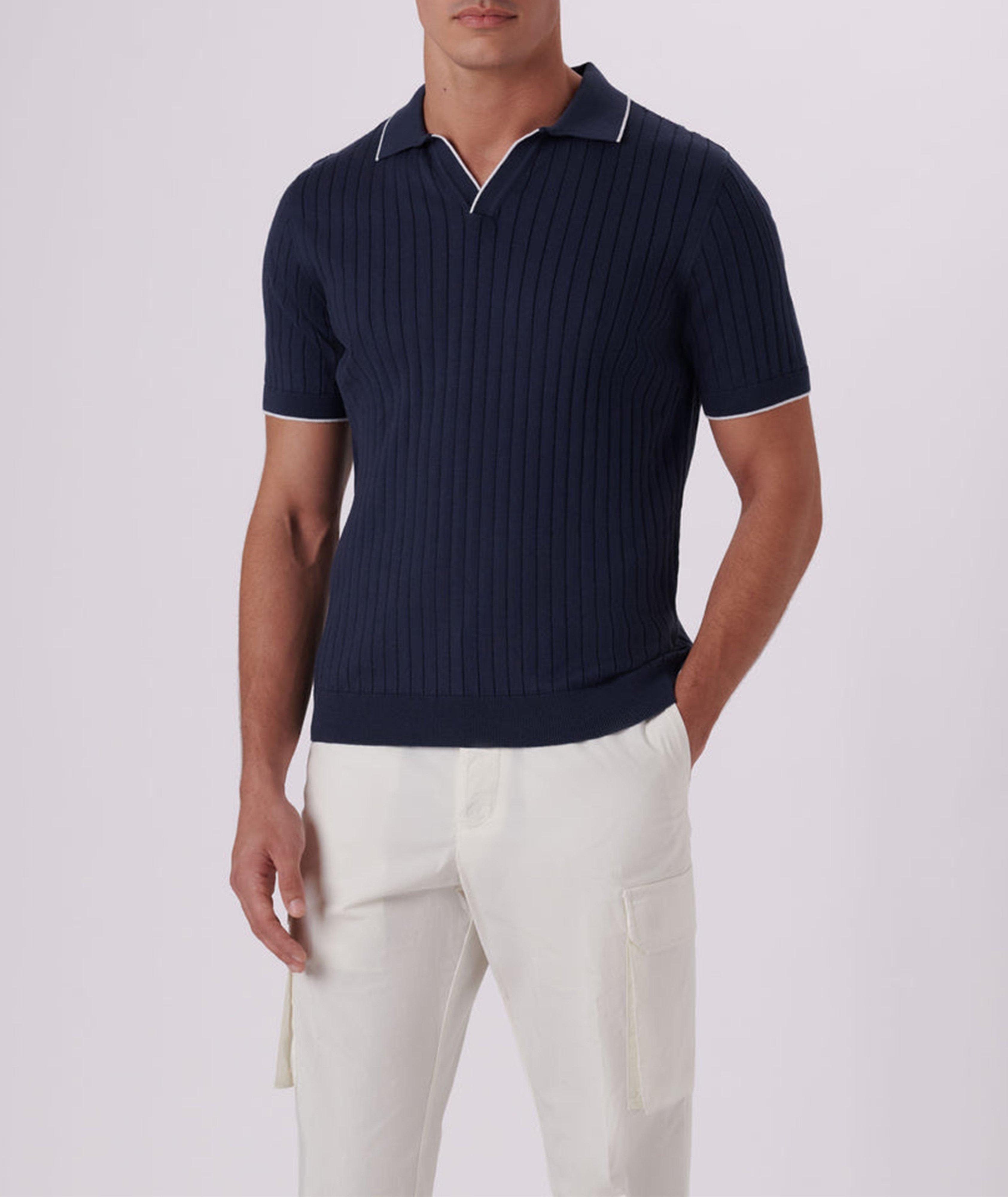 Contrast Tipped Collar Ribbed Knit Polo image 1