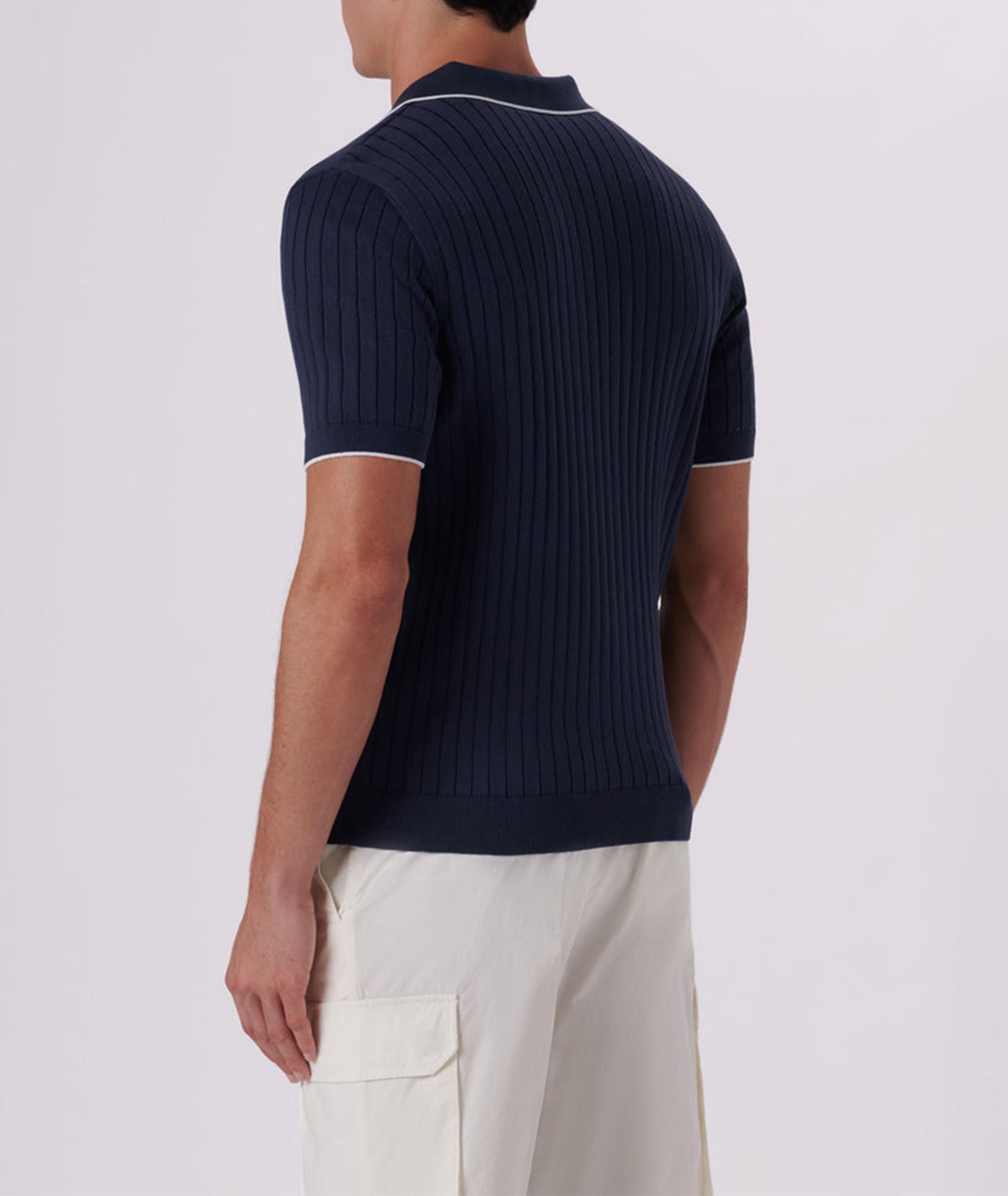 Contrast Tipped Collar Ribbed Knit Polo image 2