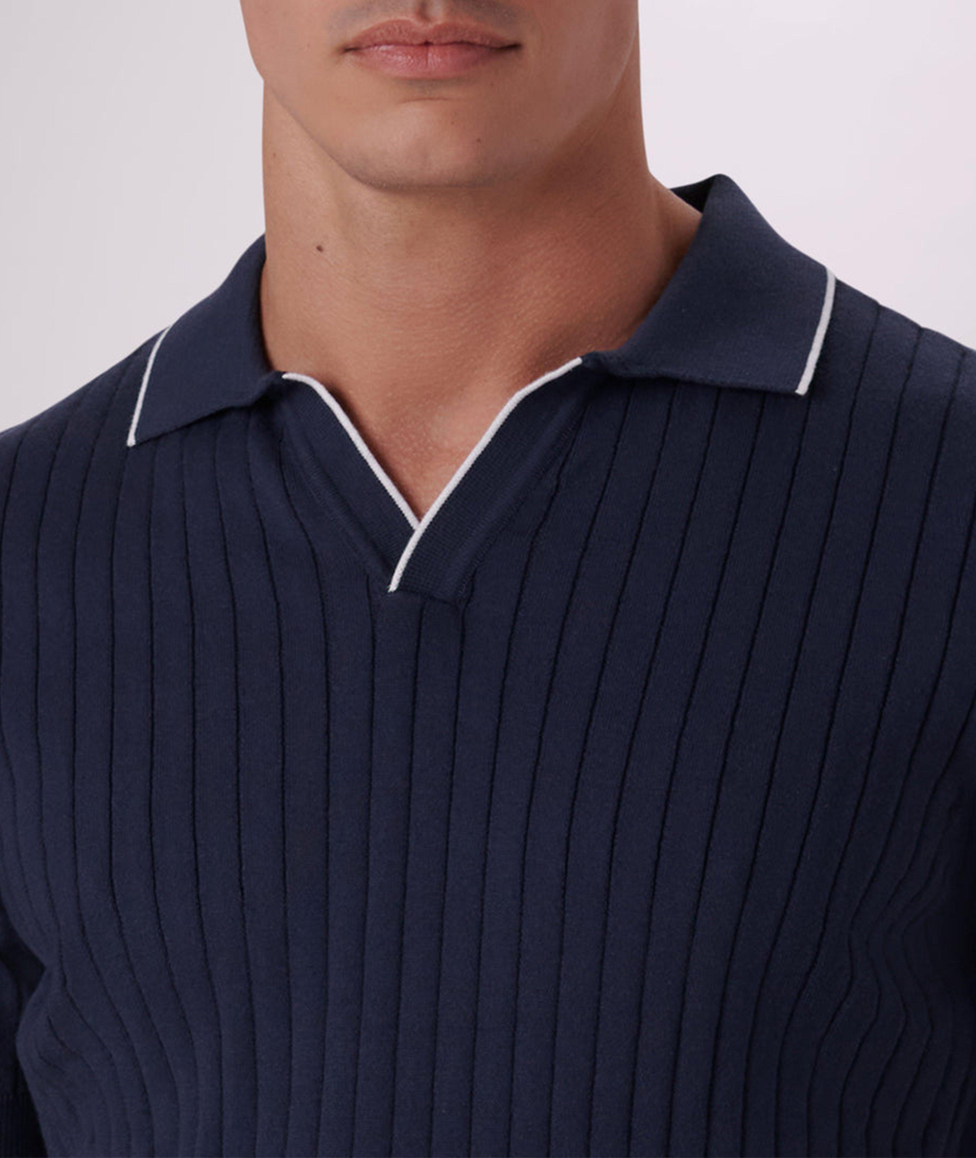 Contrast Tipped Collar Ribbed Knit Polo image 3