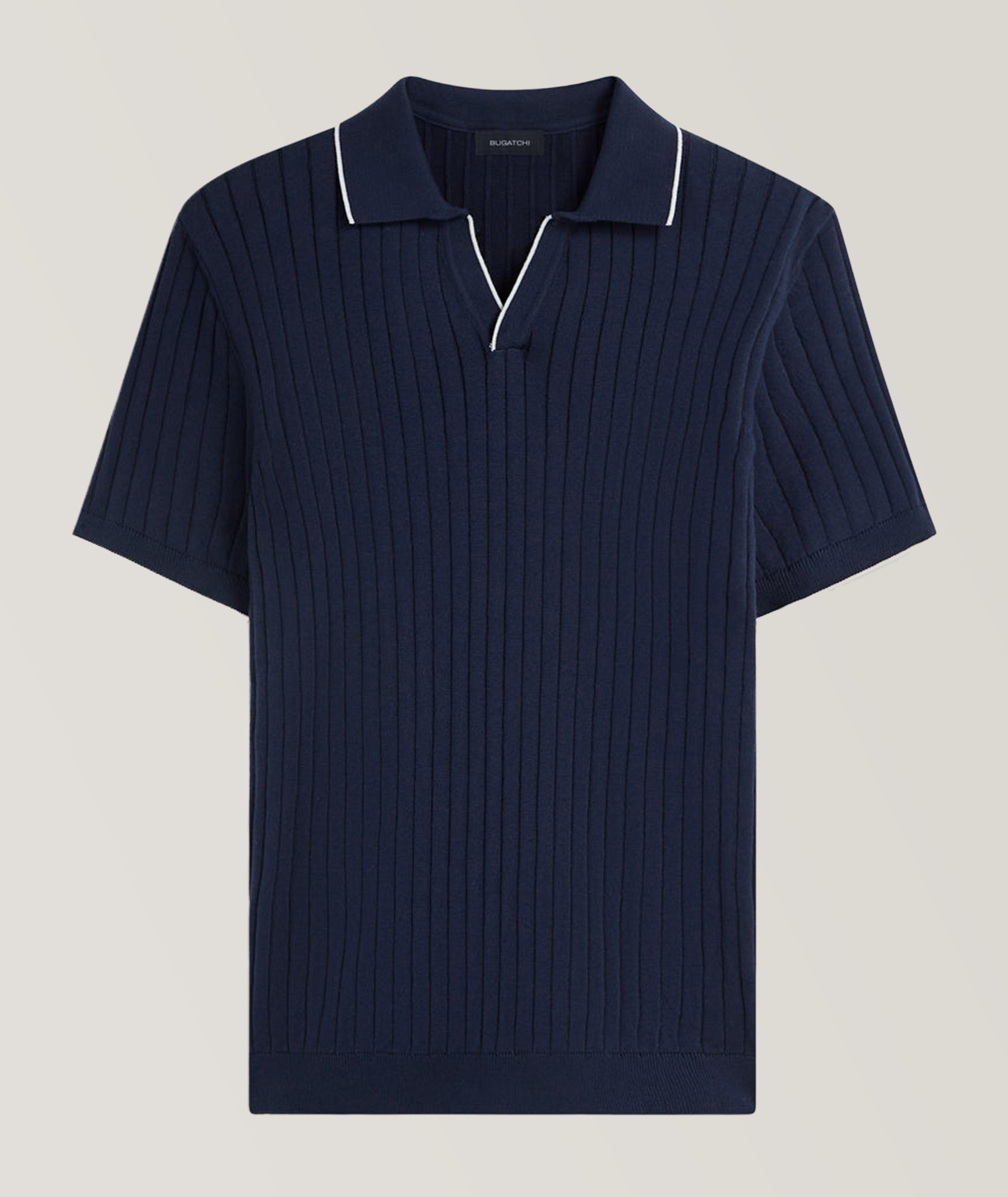 Contrast Tipped Collar Ribbed Knit Polo image 0