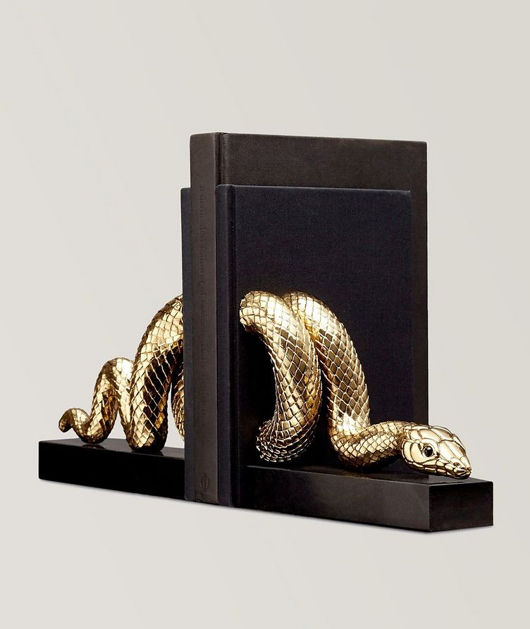 Serre-livres en forme de serpent à placage d’or image 1