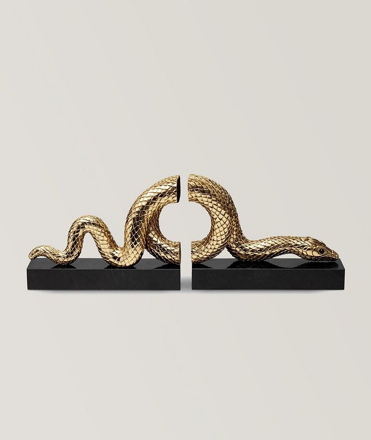Serre-livres en forme de serpent à placage d’or image 0