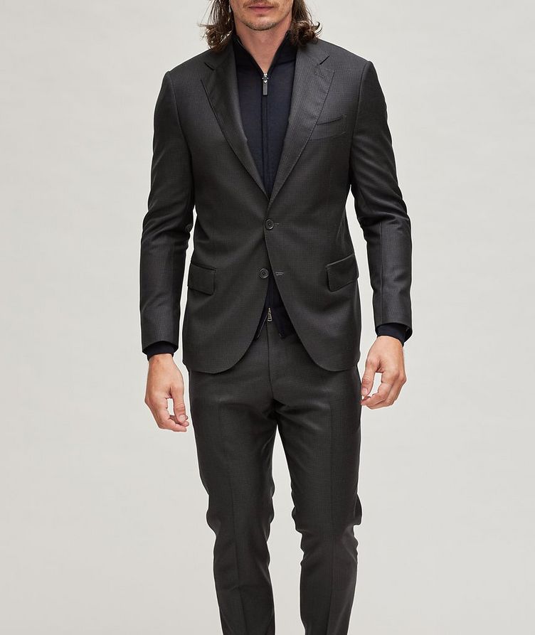 Slim-Fit Mini Check Wool Suit image 1