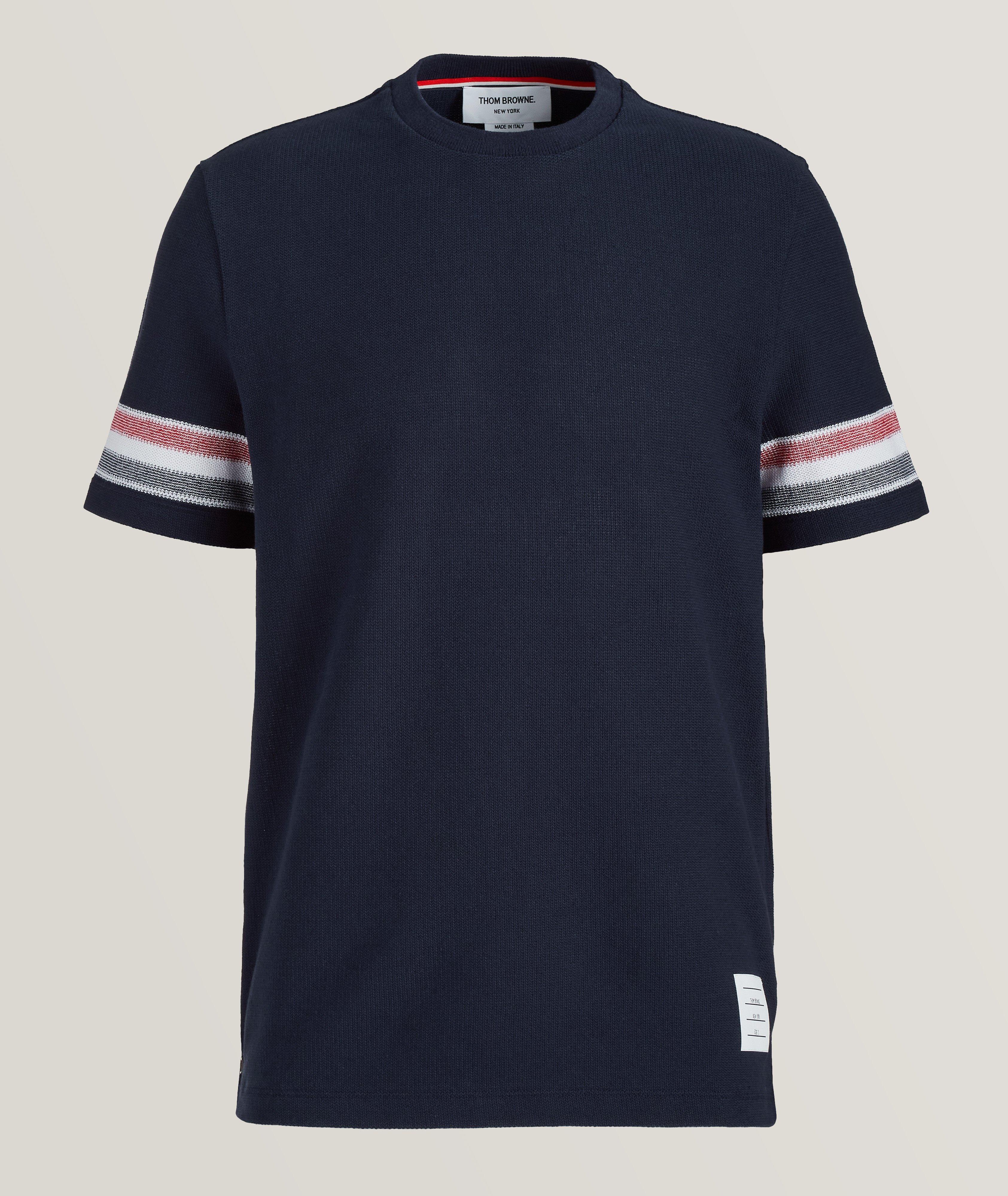 Textured Stripe Cotton Short Sleeve T-Shirt image 0