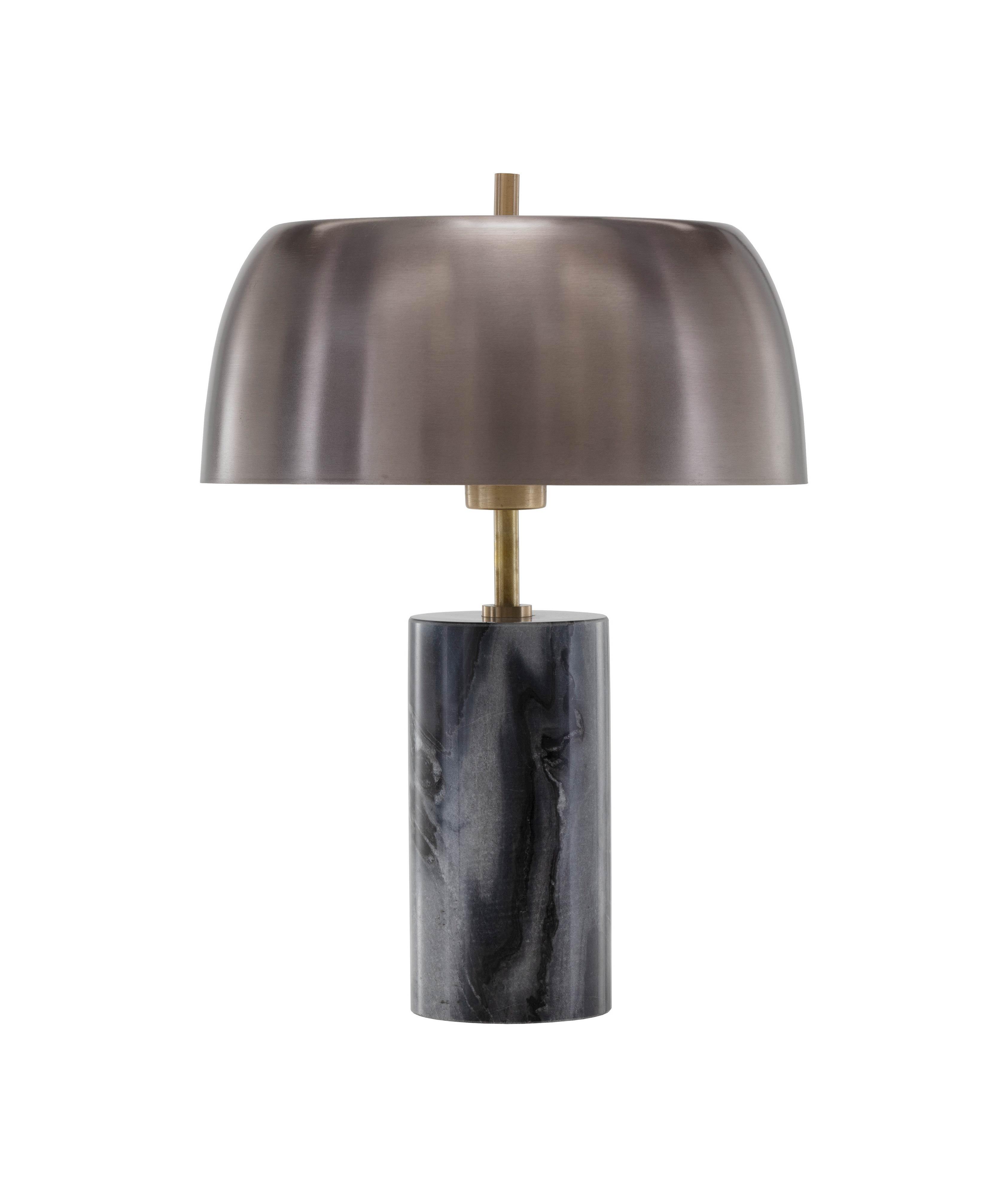 Sunpan Aludra Table Lamp - Grey Marble - Antique Silver