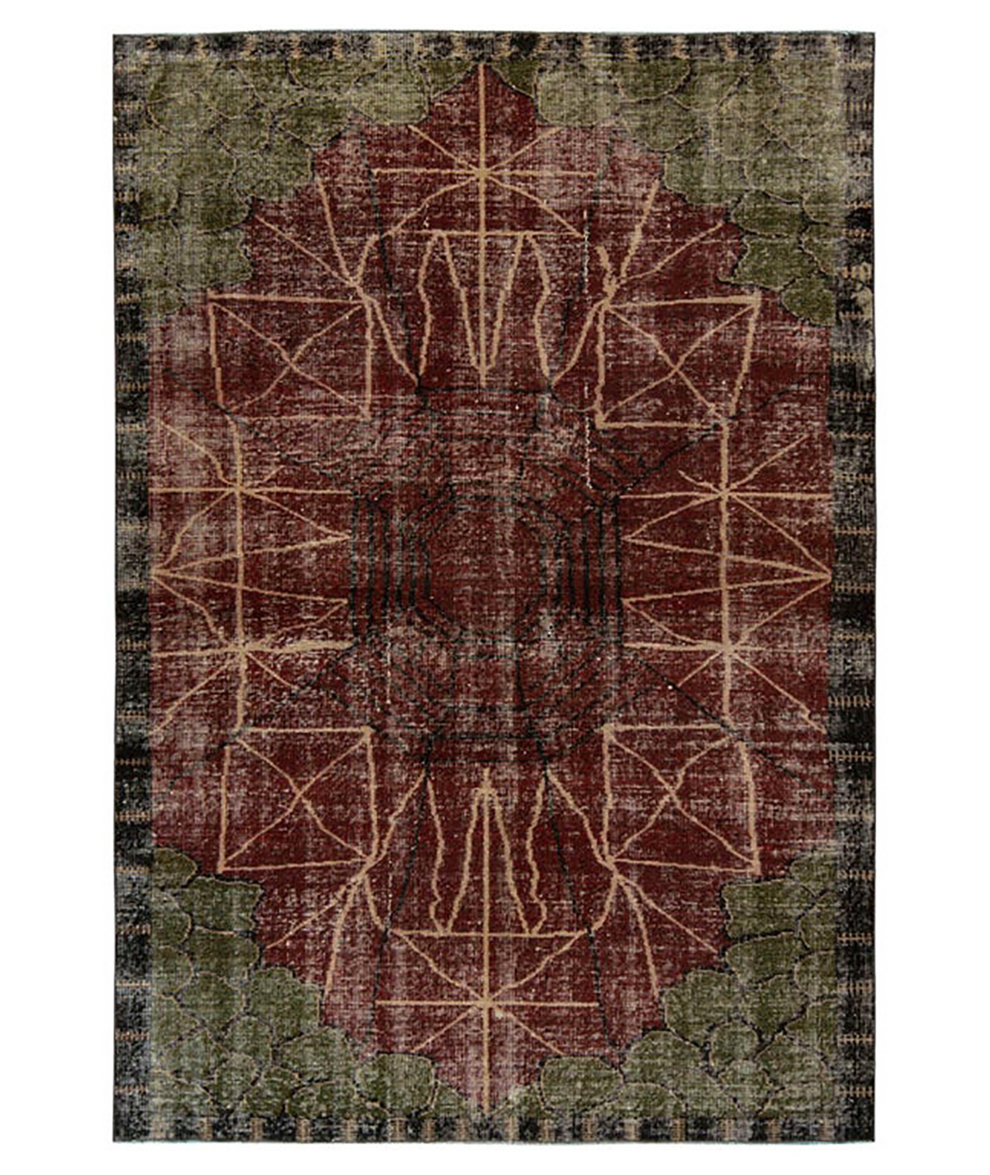 Tapis d’époque d’aspect usé à motif abstrait image 0