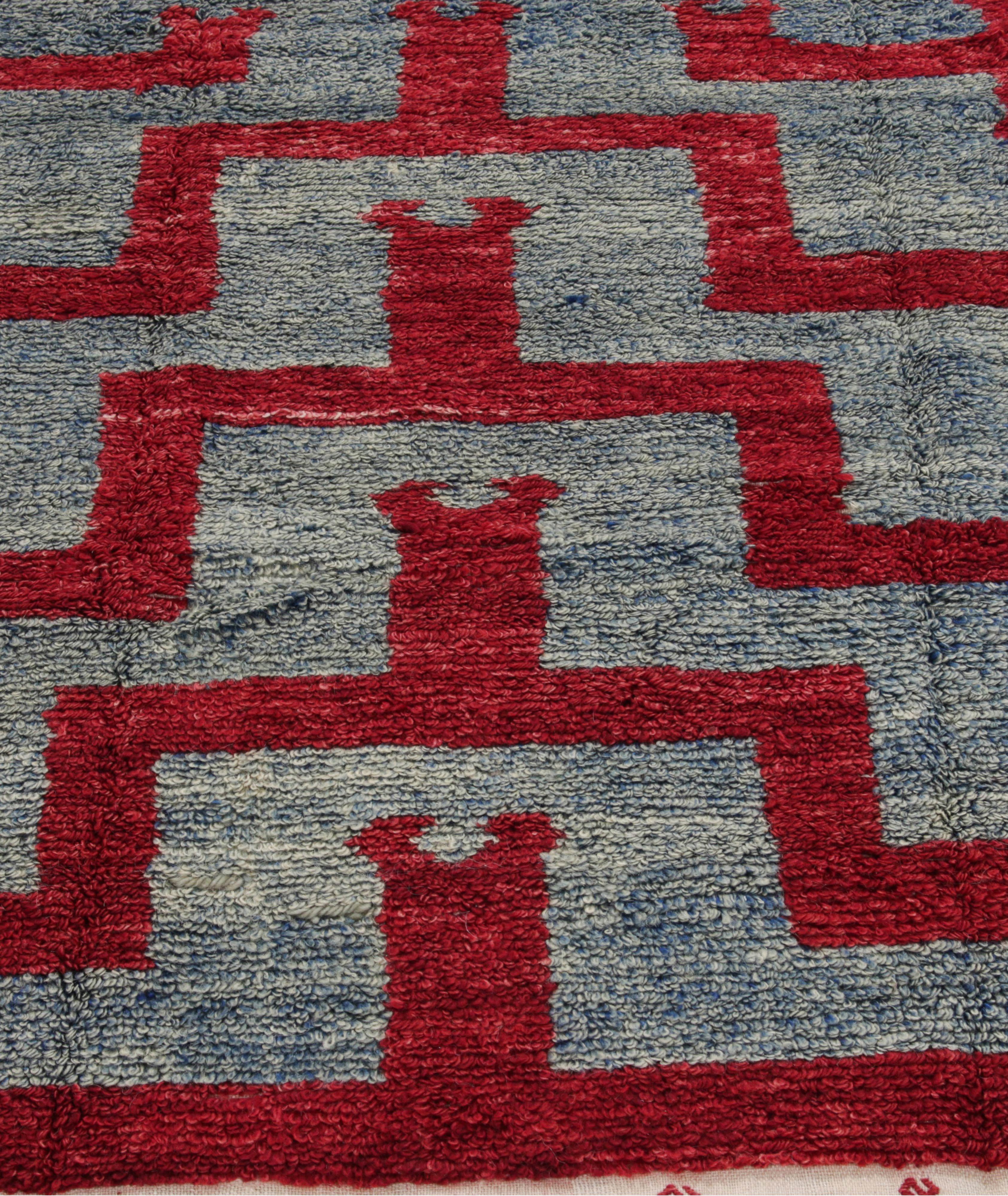 Vintage Tulu High-Low Geometric Pattern Rug image 3
