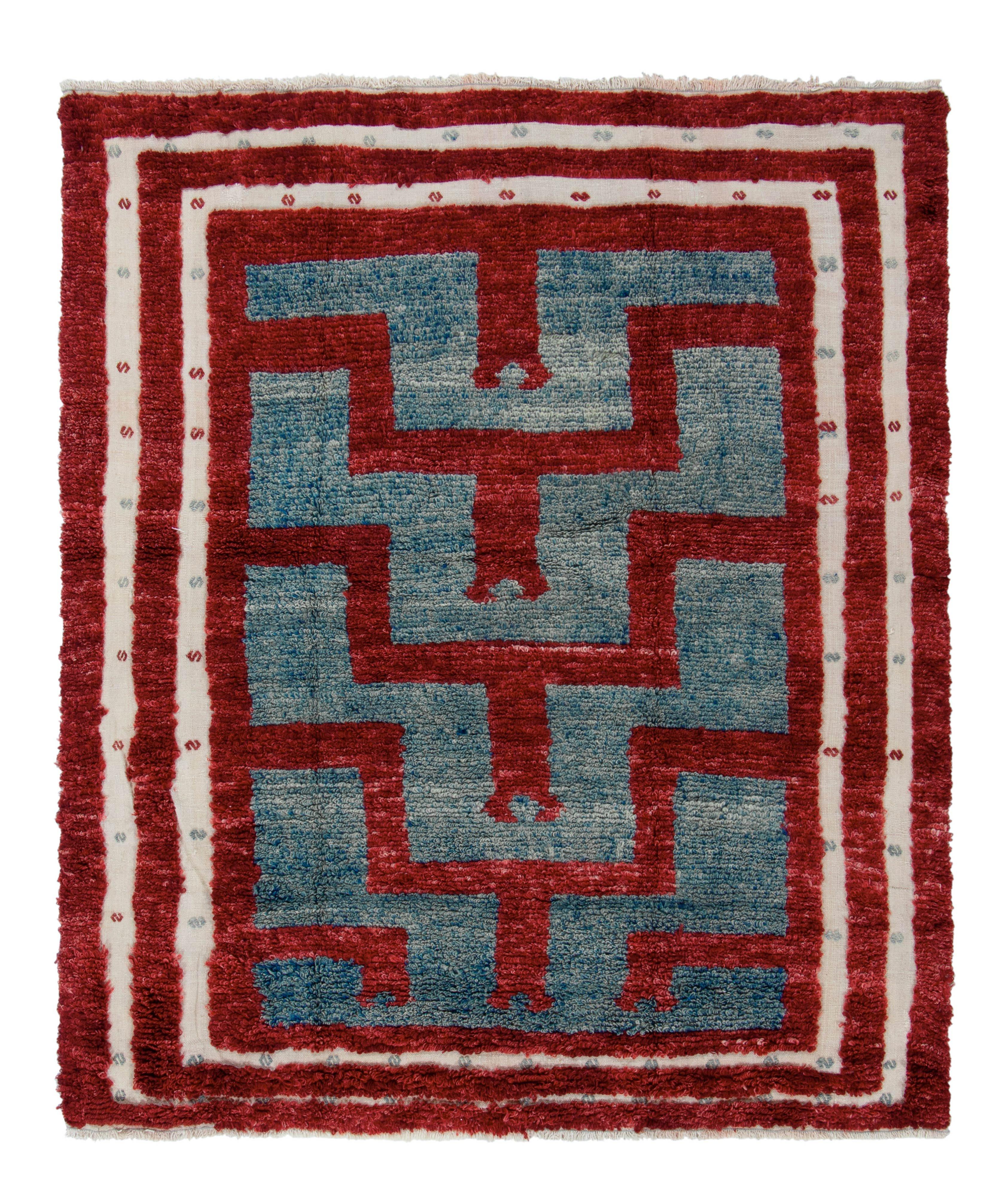 Vintage Tulu High-Low Geometric Pattern Rug image 0