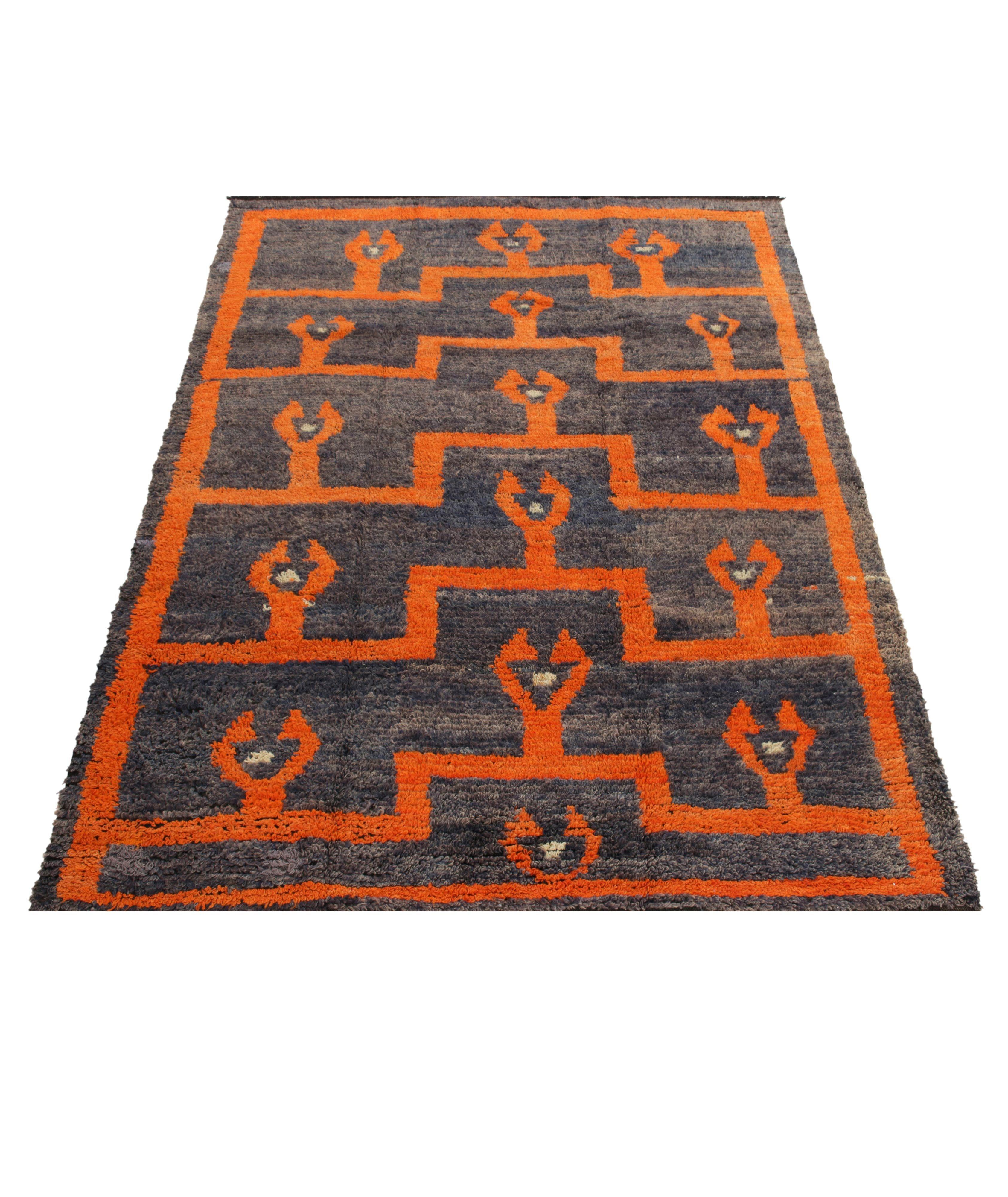 Tapis d’époque à poils longs à motif géométrique image 2