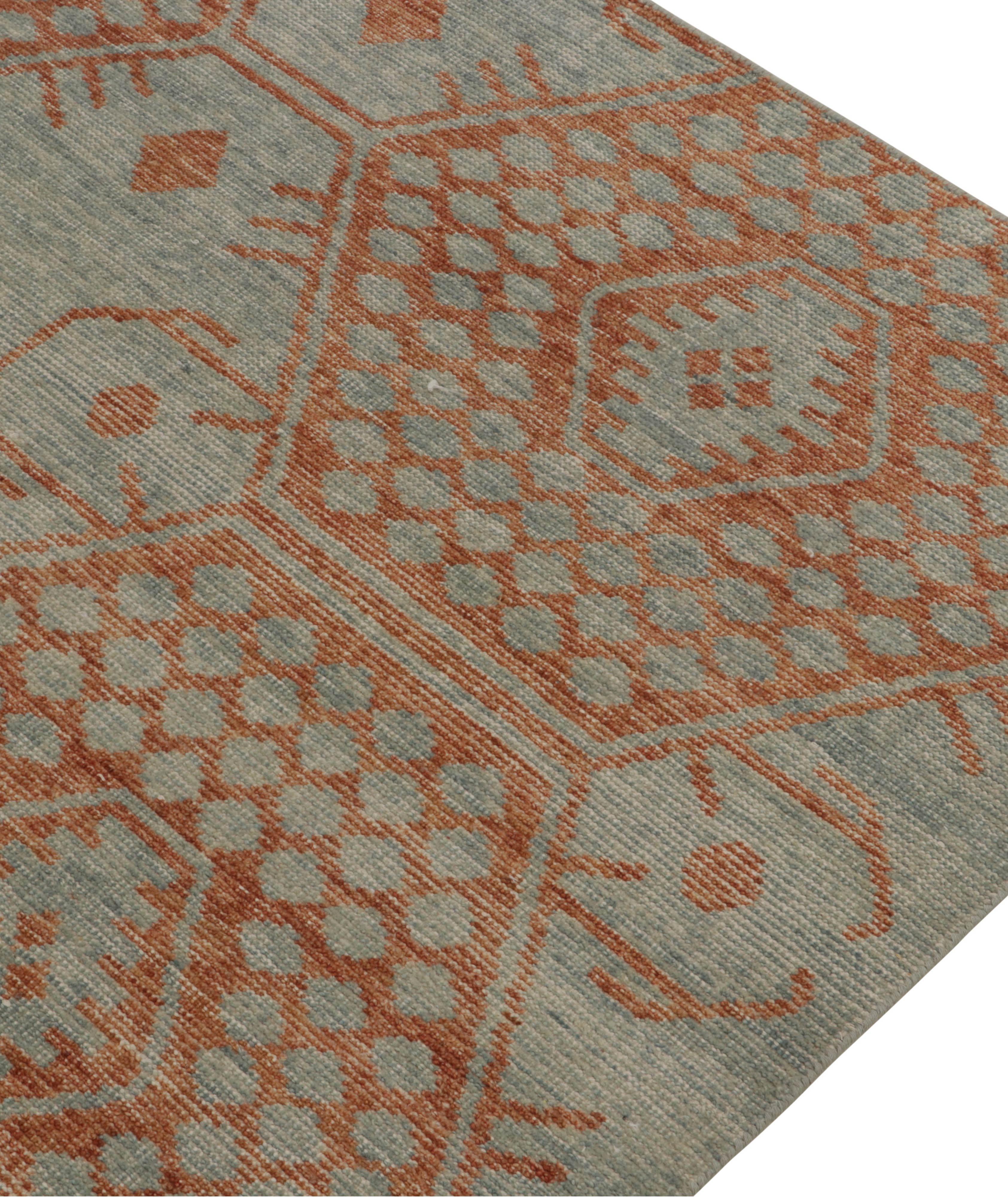 Distressed Blue Rust & Orange Geometric Rug image 4