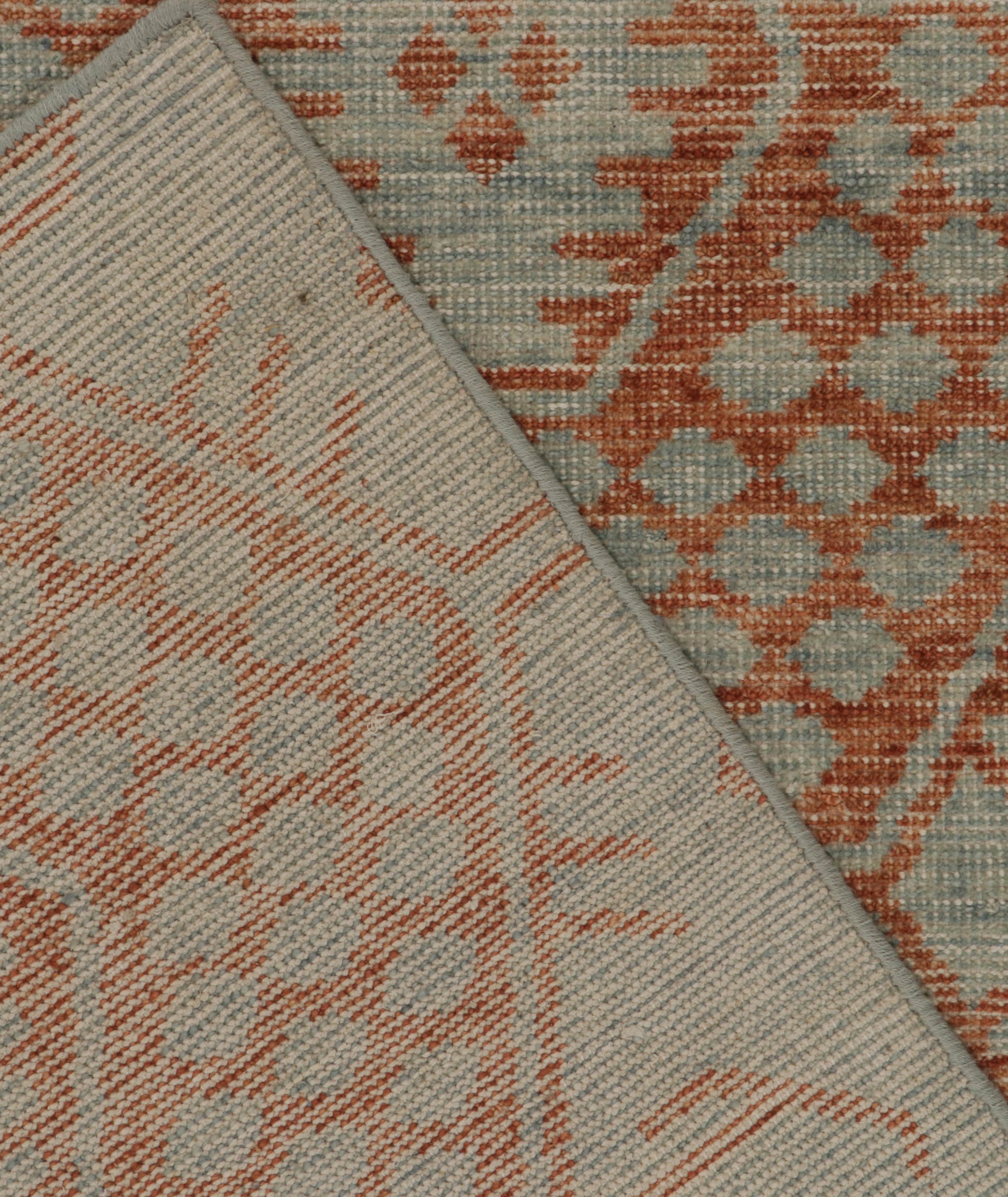 Distressed Blue Rust & Orange Geometric Rug image 6