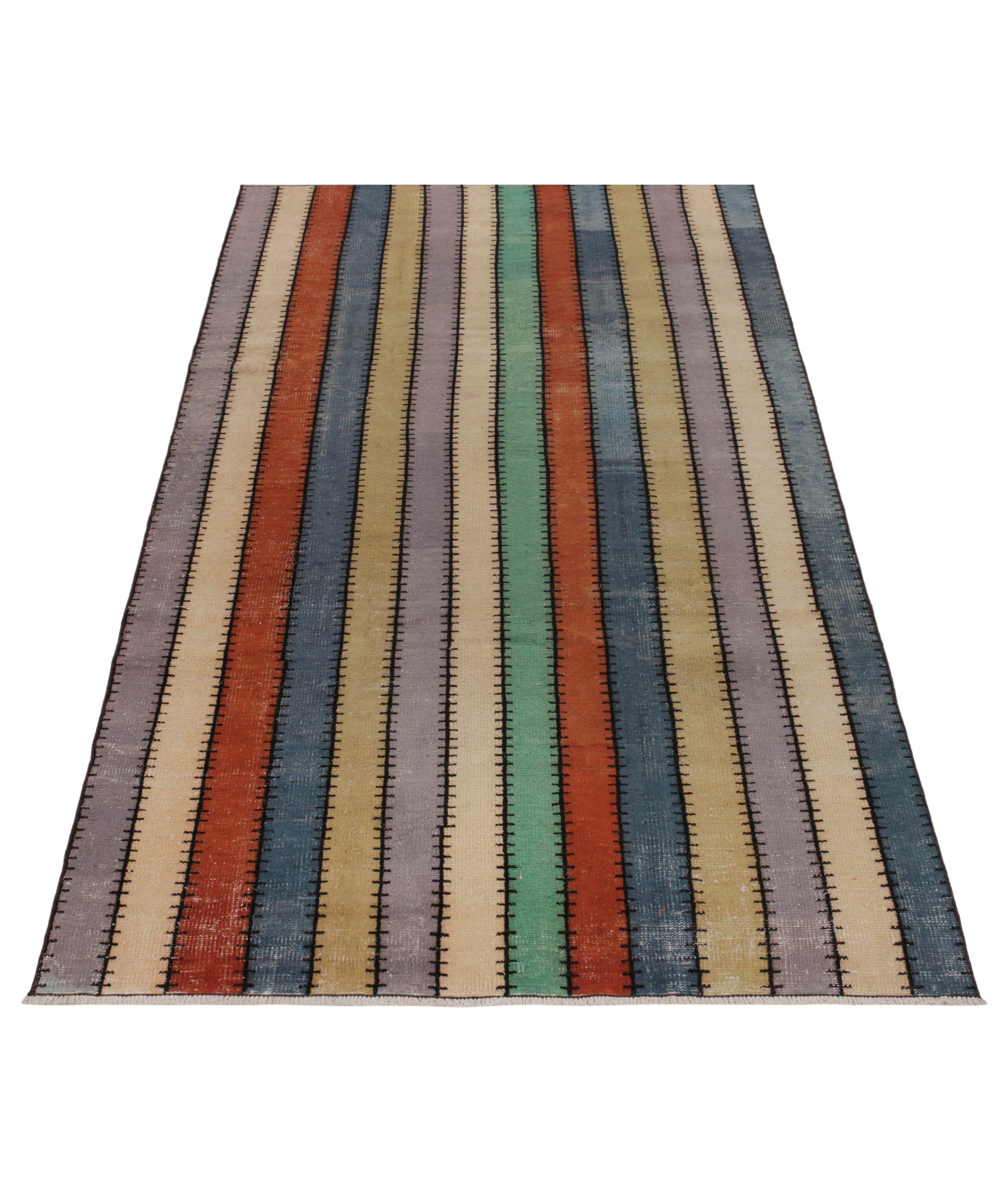 Tapis d’époque d’aspect usé à rayures image 2